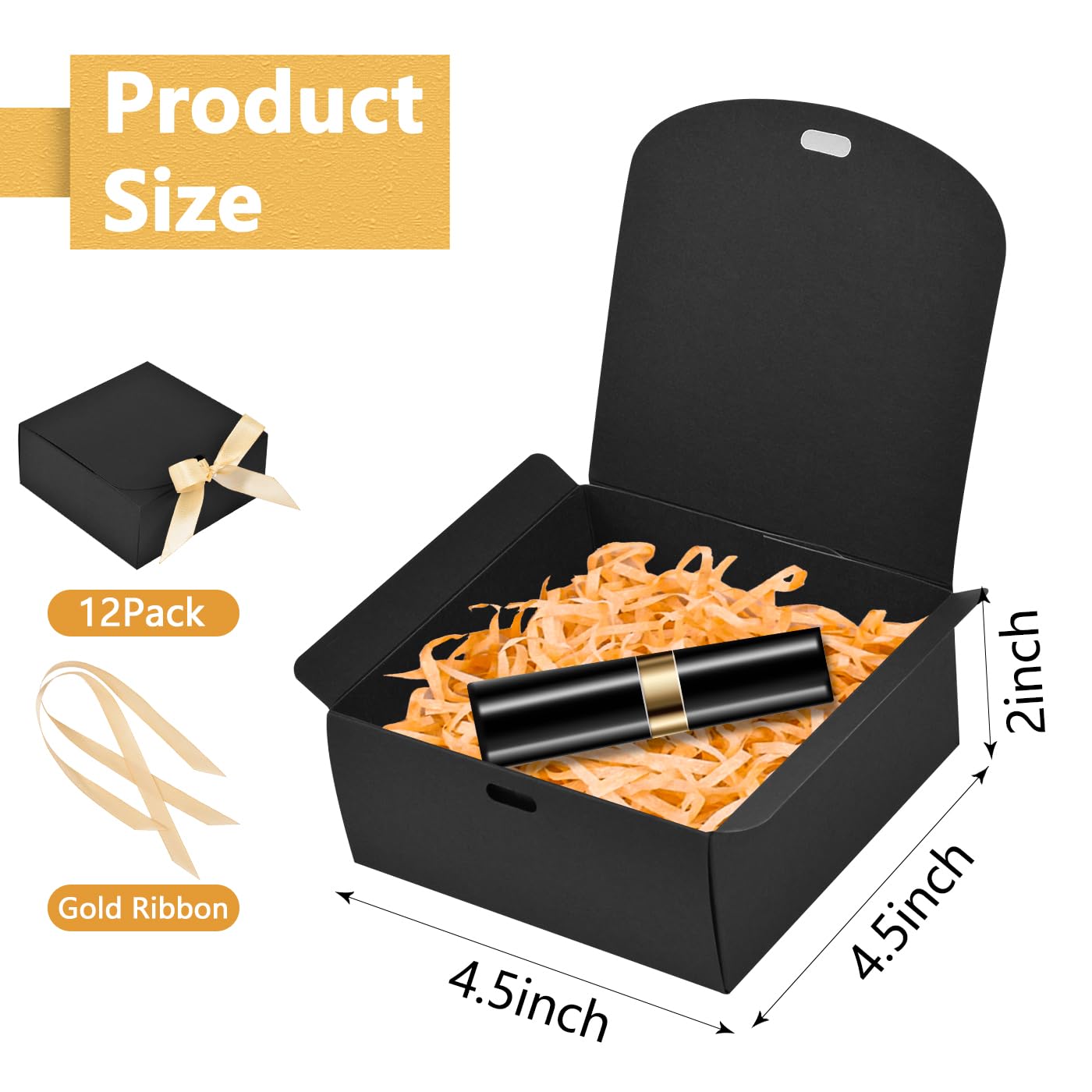 WLUSEAXI 12 Pack Small Gift Boxes with Lids for Presents, Black Gift Boxes