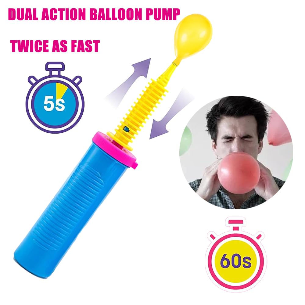Luszmoax Balloon Pump Hand Held Two-Way Dual Action -Balloon Inflator Pump -Air Pump for Balloons