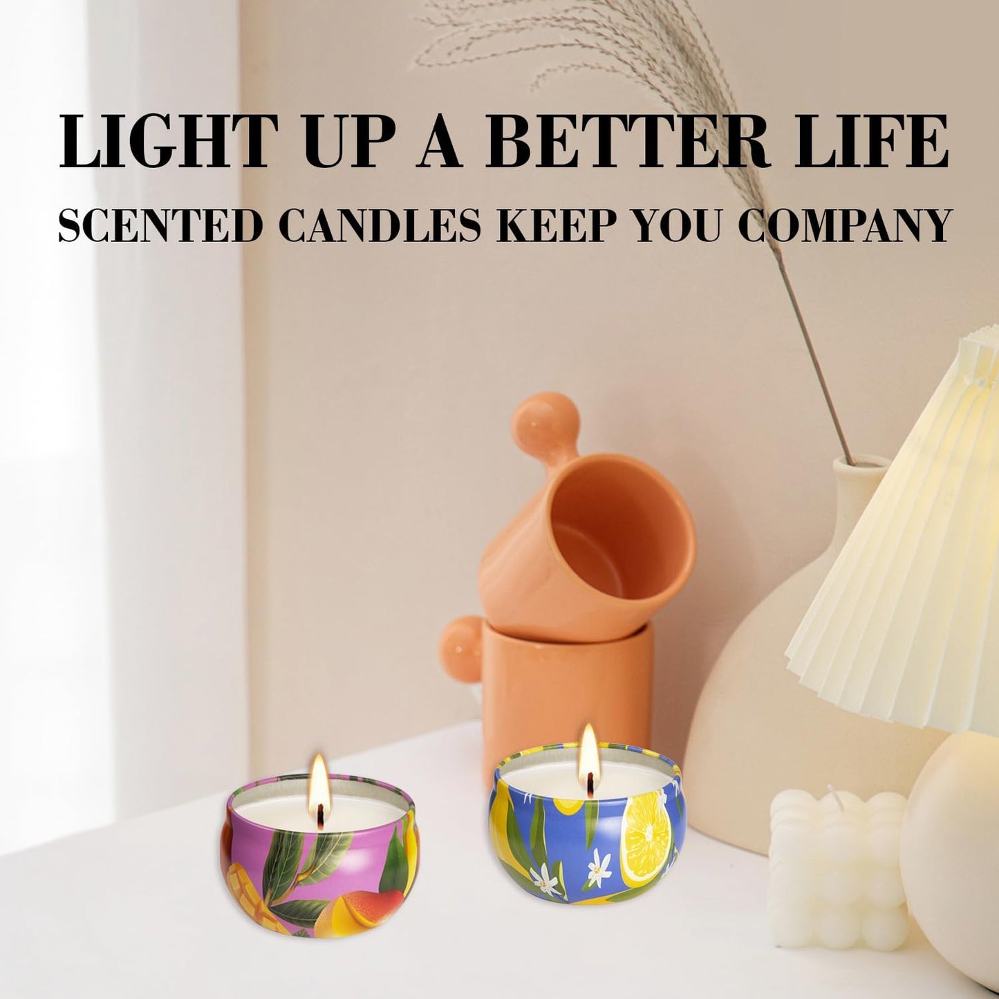 2 Pack Lemon and Mango Flavors Scented Candle 2.5 oz Aromatherapy Candles for Home Decor Candle,Party,Travel, Spa, Bath, Yoga