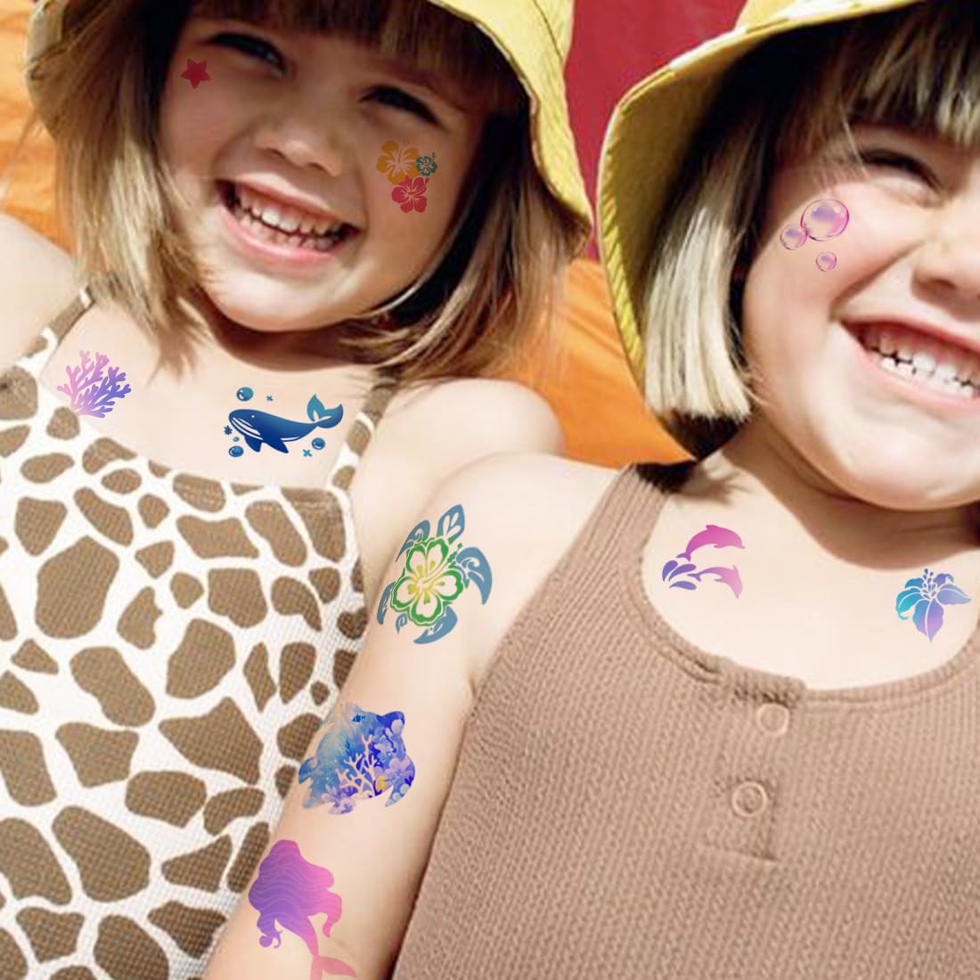 Temporary Tattoos for Kids - 320 Mixed Styles (36 Sheets) Tattoo Stickers Set for Boys and Girls, Car Dinosaur Hawaii Mermaid Watercolor Animals Tattoos for Kids Birthday Party Supplies