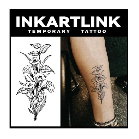 INKARTLINK Tattoo Tech, 2 Sheets Large Semi Permanent Tattoo, Adult Art Design Temporary Tattoos, Lasts 1-2 Weeks, Waterproof, Realistic Look, No Reflection (Flora Sketch)