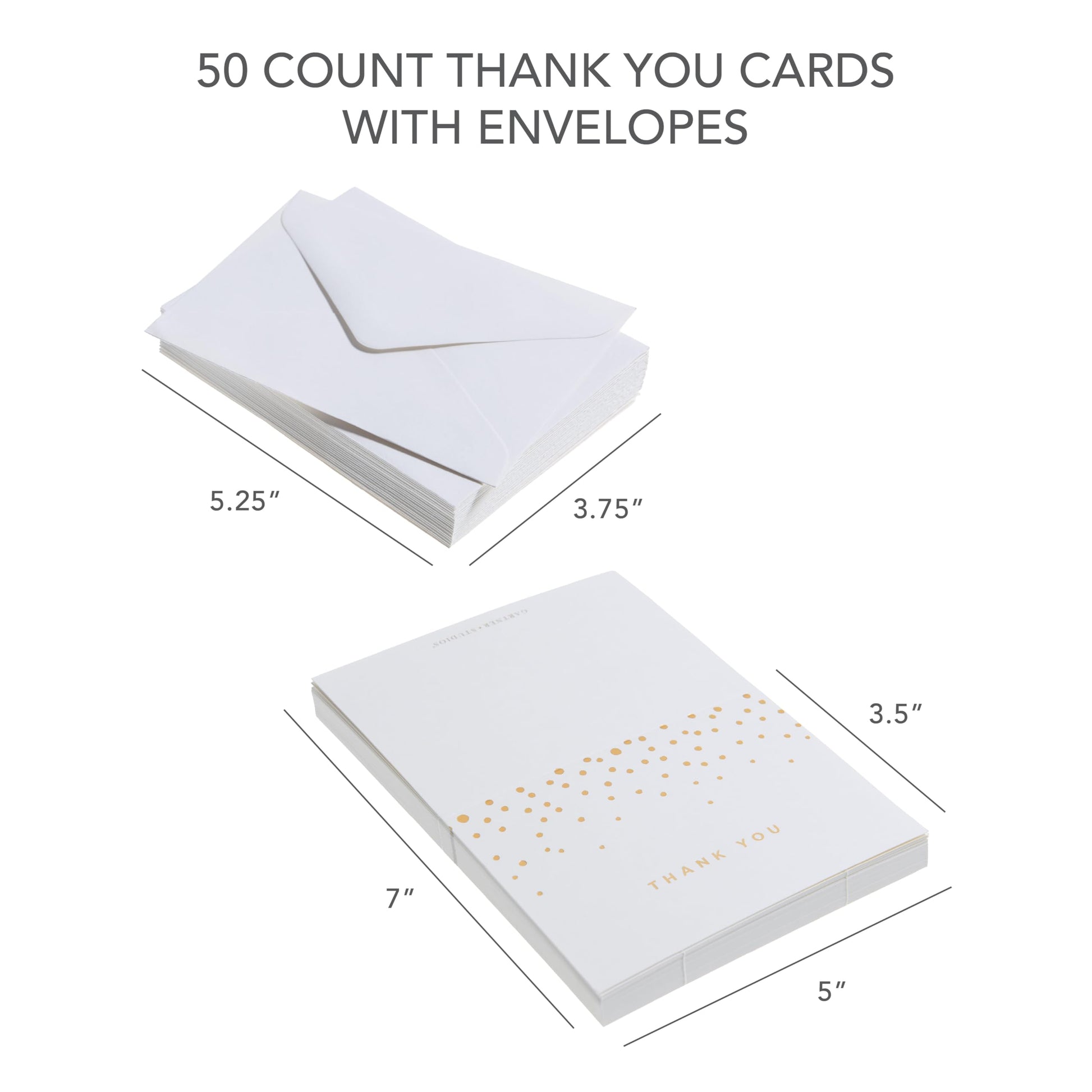 Gartner Studios Gold Foil Dots Thank You Cards, Ivory and Gold Foil Blank Thank You Notes, 3.5” x