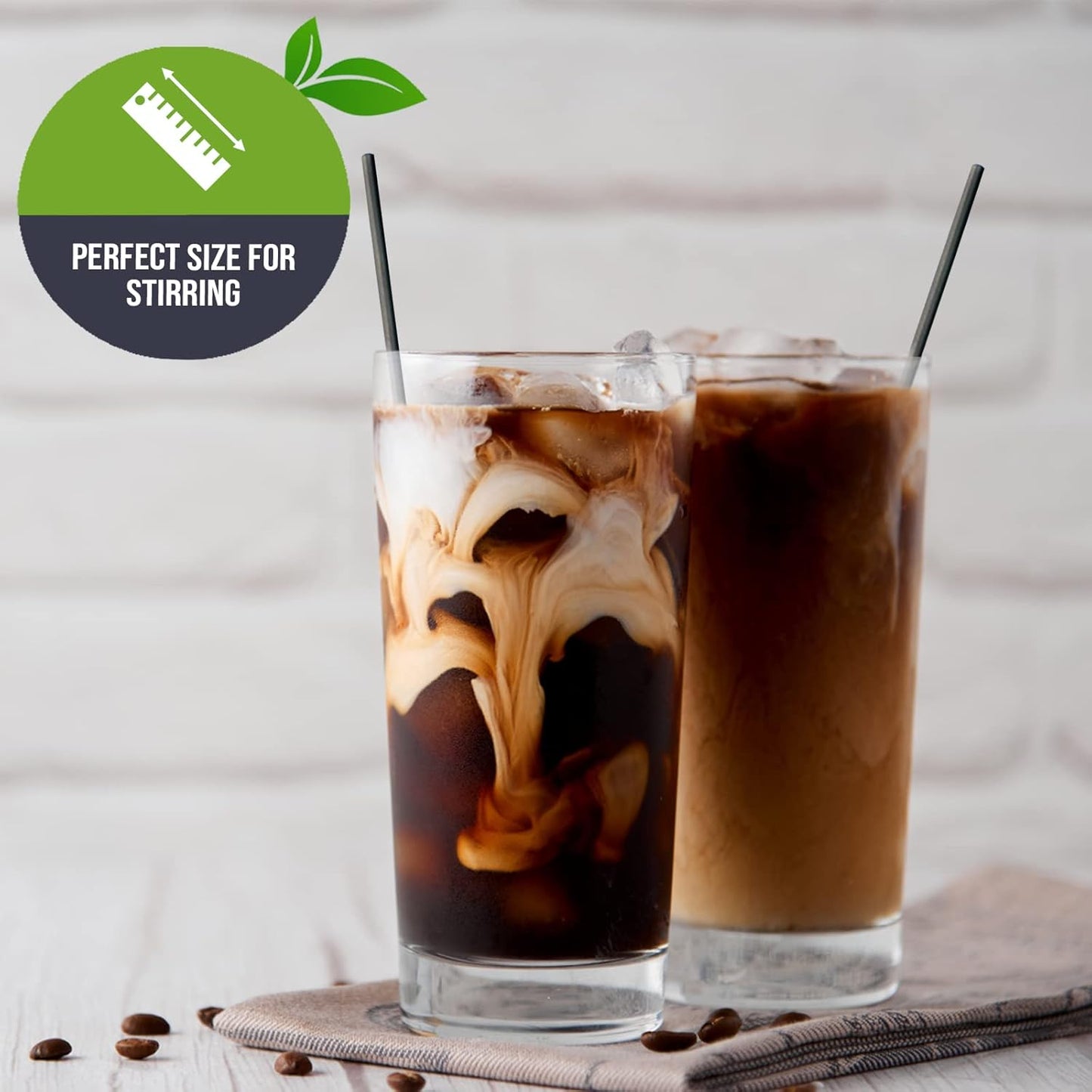 PAMI 1000 Disposable Plastic Cocktail Straws Stir Sticks, Coffee Stirrers for Hot & Cold Drinks, Ideal for Bars and Home (Black 7'')