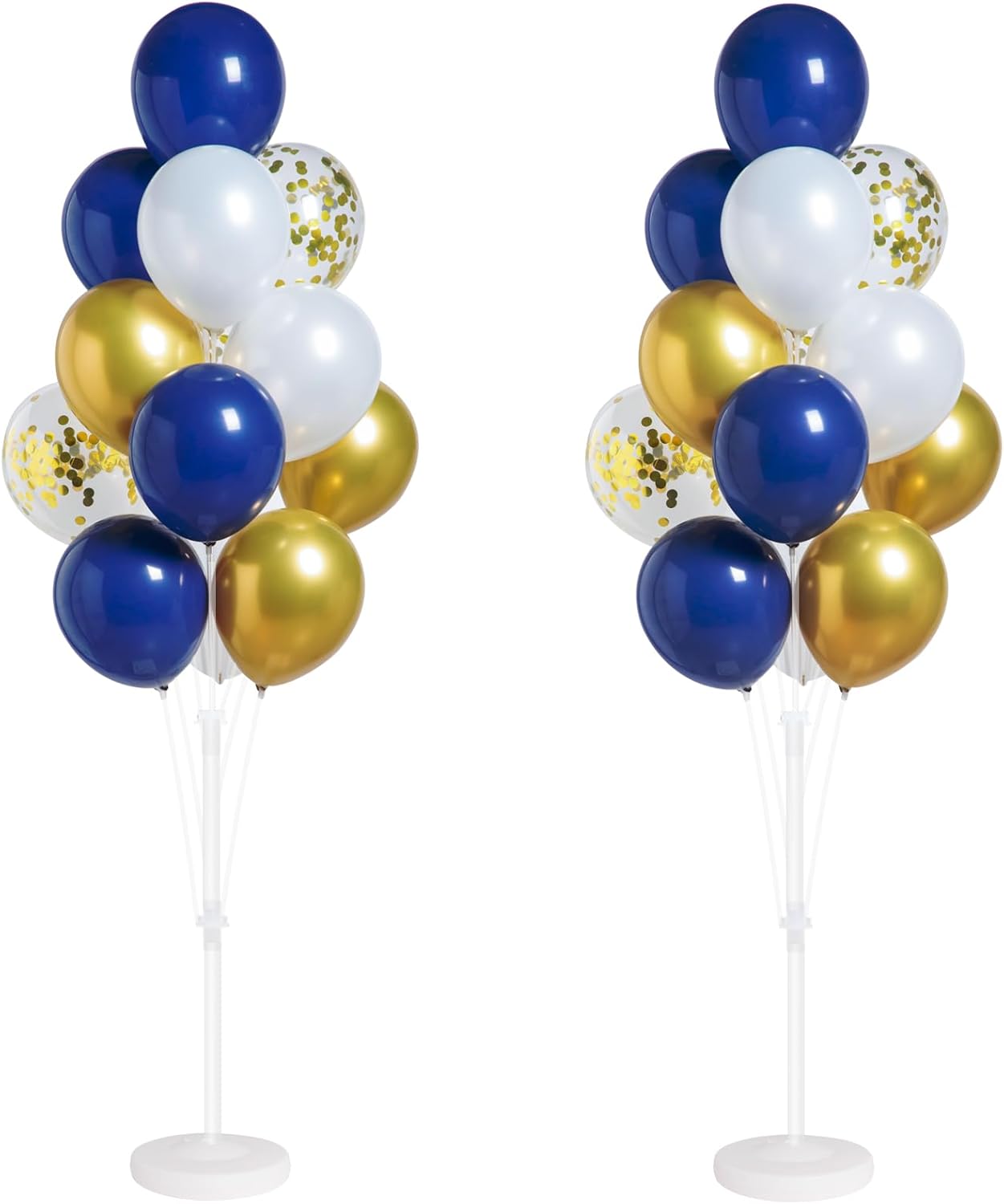 Navy Blue Gold Confetti Balloon Column Stand Kit Set of 2 Included-Balloon Sticks with Base&Pole,Backdrop Decoration for Metallic Chrome Wedding, Baby Shower,Birthday,Anniversary Party