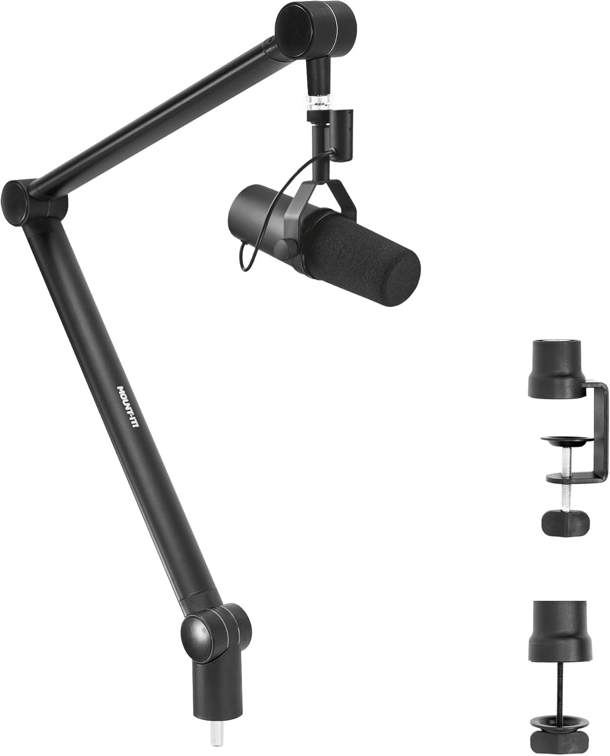 MOUNT-IT! Adjustable Microphone Boom Arm [3/8?™â€?to 5/8?™â€?Screw Adapter] Suspension Scissor Mic Stand, Desk Mount For Blue Snowball, Yeti, & Other Studio and Gaming Microphones (With Cable Management)