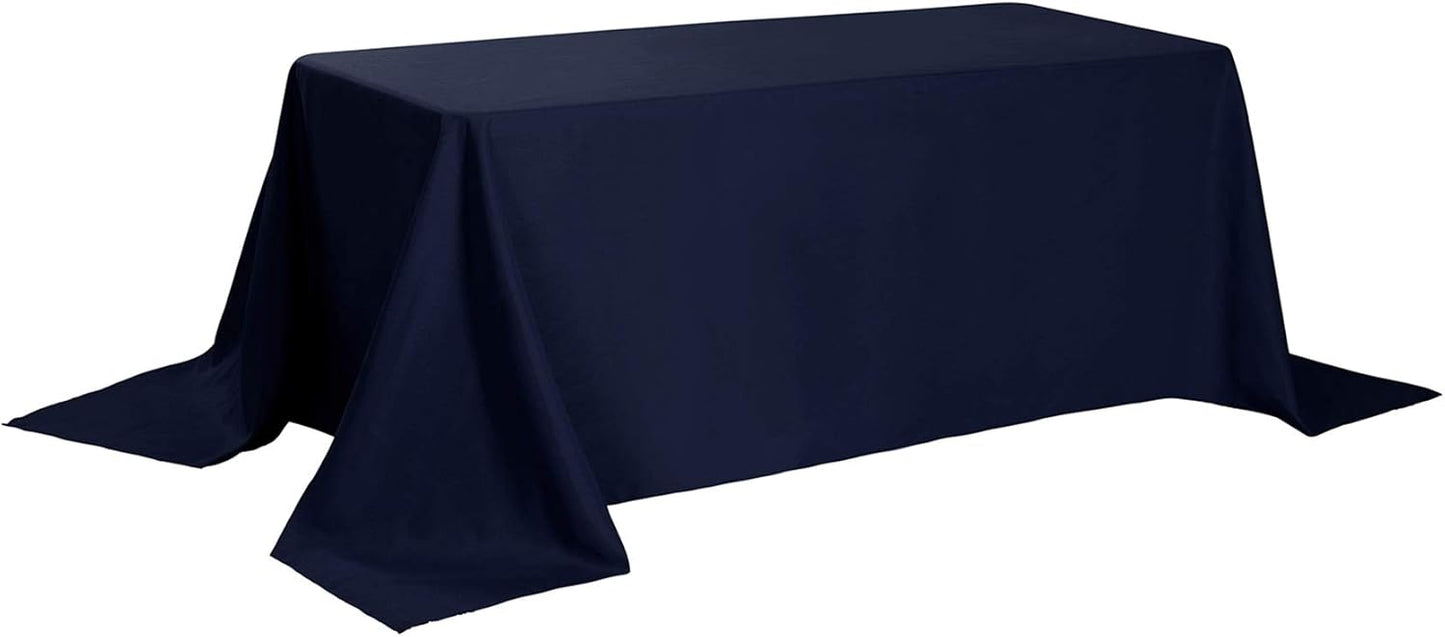 Rectangle Tablecloth 90x132 inch Washable Polyester Fabric Table Cloth for Wedding Party Dining Banquet Decoration（90x132, Navy）