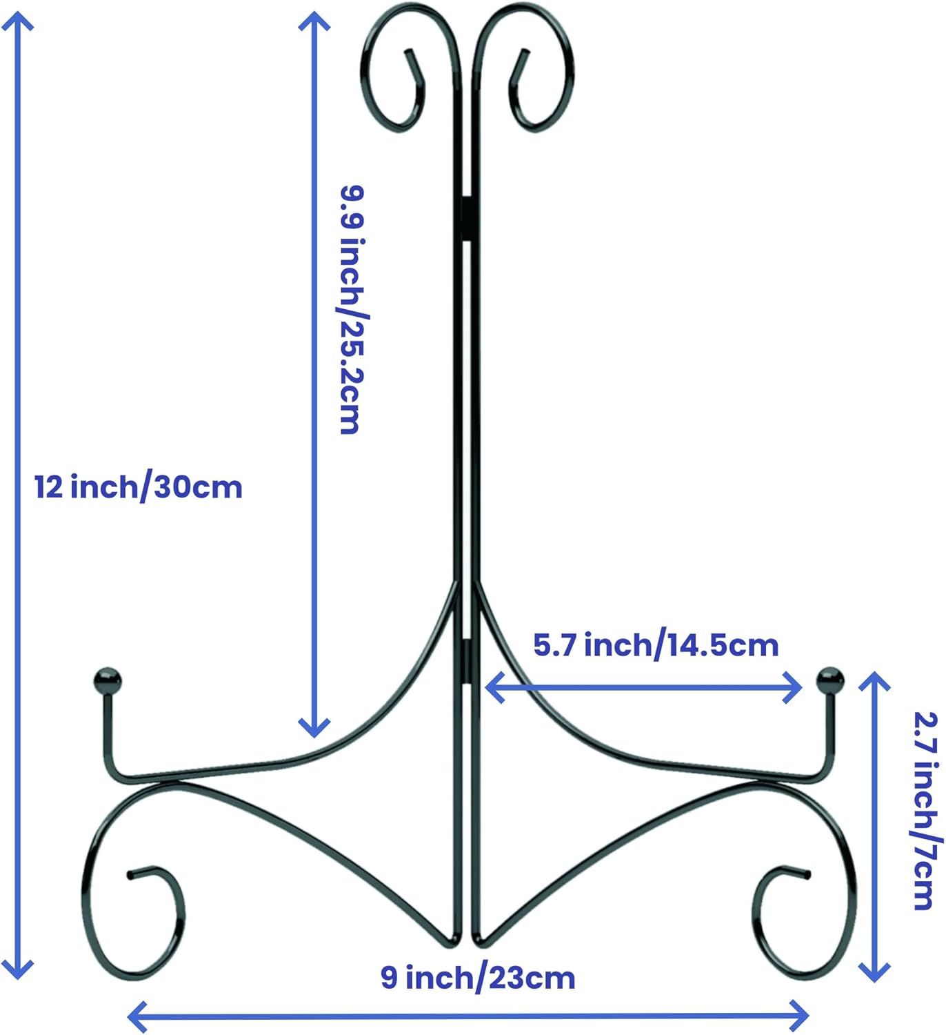 Iron Plate Stand for Display with Folding Design, Picture Stands for Tables, 12 Inch Large Easels for Displaying for Book, Art Piece, Photo and Platter, 12?™â€?Black, 2-Pack