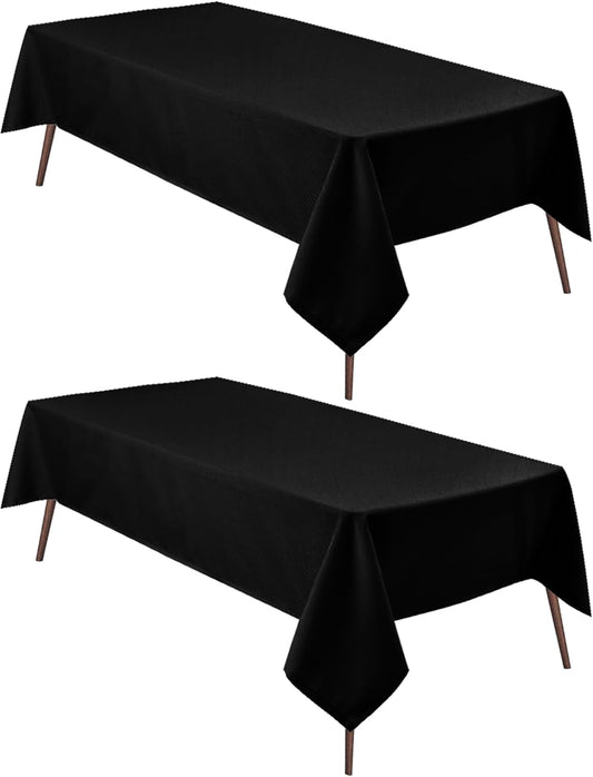 Hiasan 2 Pieces Black Tablecloth Square - Waterproof and Wrinklr Resistant Washable Polyester Fabric Table Cloth for Dining Room and Outdoor Use, 70 x 70 Inch