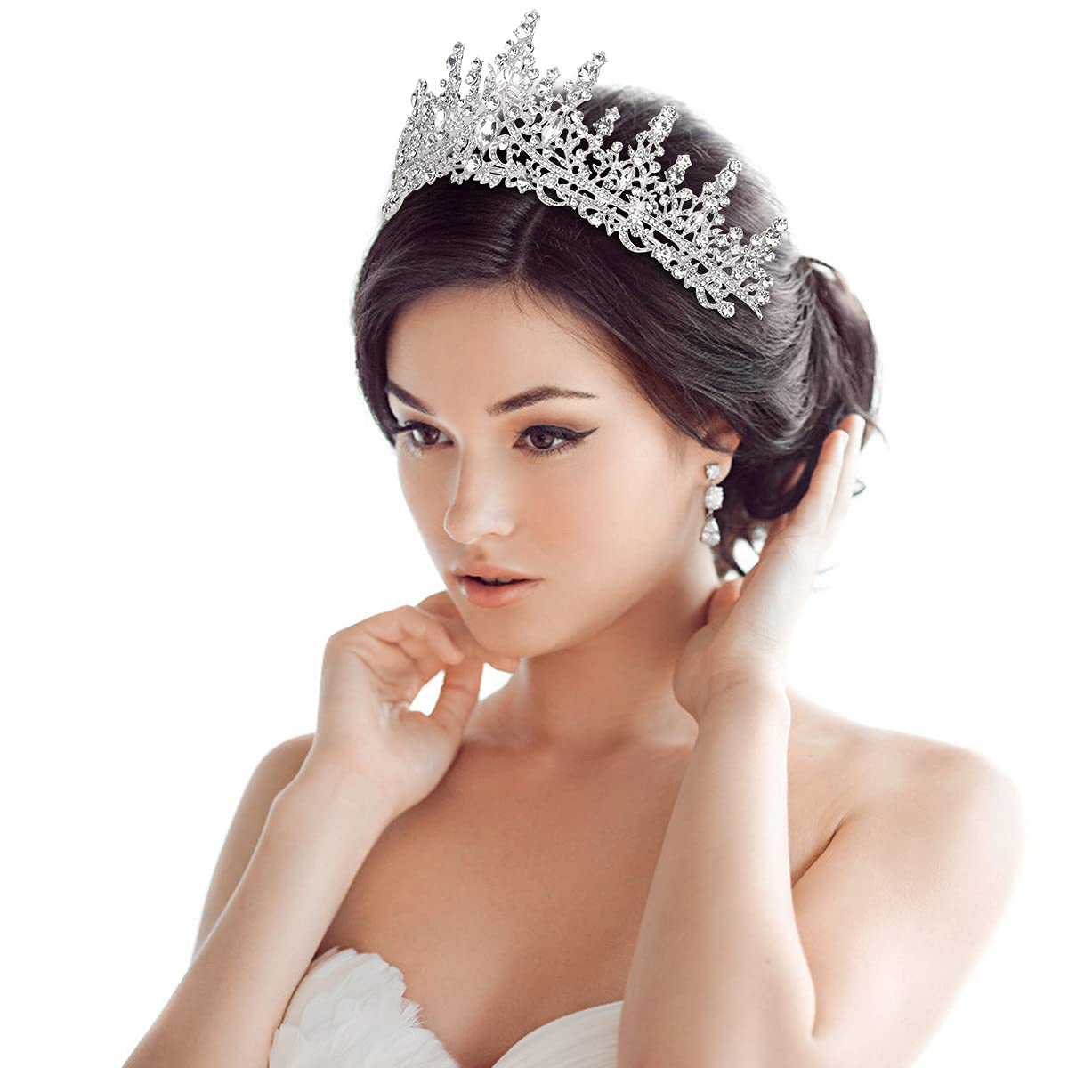 TOBATOBA Silver Wedding Crystal Tiaras and Crowns for Women, Bride Royal Queen Headband Princess