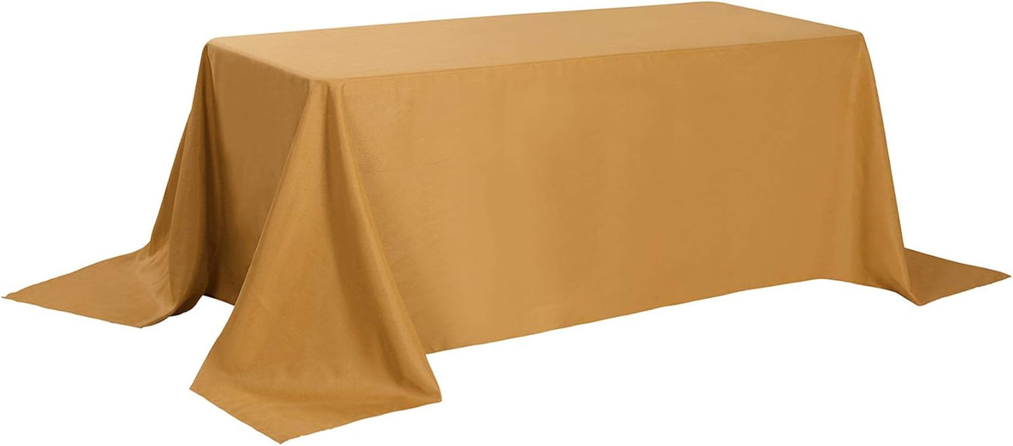Rectangle Tablecloth 90x132 inch Washable Polyester Fabric Table Cloth for Wedding Party Dining Banquet Decoration（90x132, Gold）