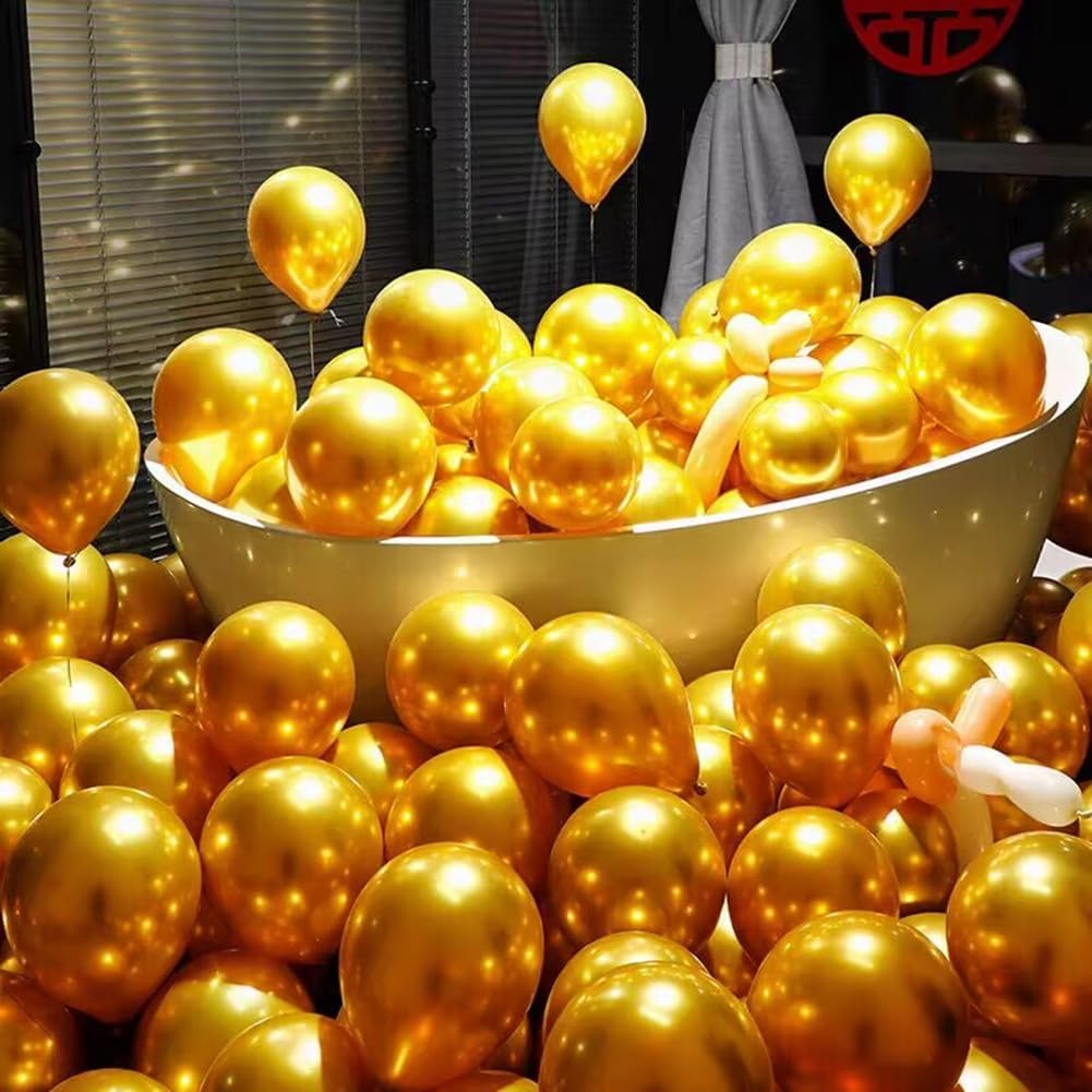 400 Pack Gold Balloons 5 Inch Metallic Chrome Gold Latex Small Balloon for Birthday Wedding Bridal Baby Shower Supplies Graduation Party Decorations