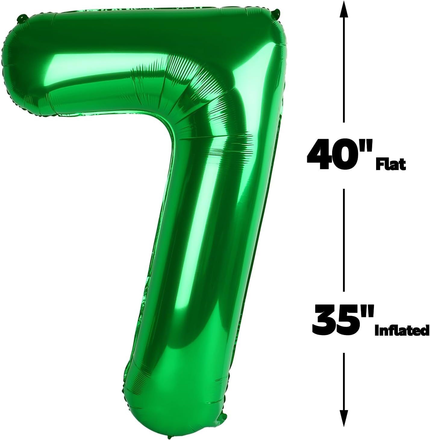 Green Number 7 Birthday Balloon 40 Inch, Digital Balloons for 7 17 27 70 77 Party Celebration Decorations Supplies, Mylar Foil Numbers Balloon for Seven Wedding Anniversary