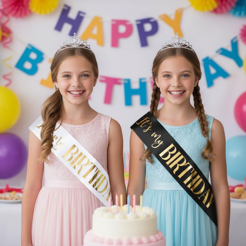 Docooniver 2 Pack It's my Birthday Sash for Women Men Adult Girls Kids Happy Birthday Decorations
