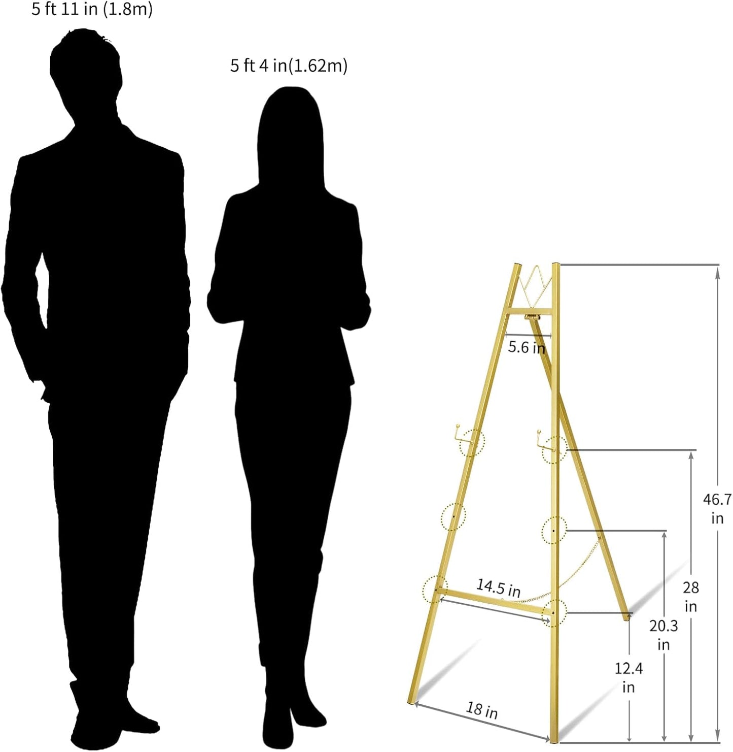 GRENTY 2 Pack Gold Easel Stand for Wedding Signs ??No Assembly Needed, Heavy Duty Metal Display Stand for Art, Welcome Signs, Posters, Pictures, Paintings, and Floor Décor