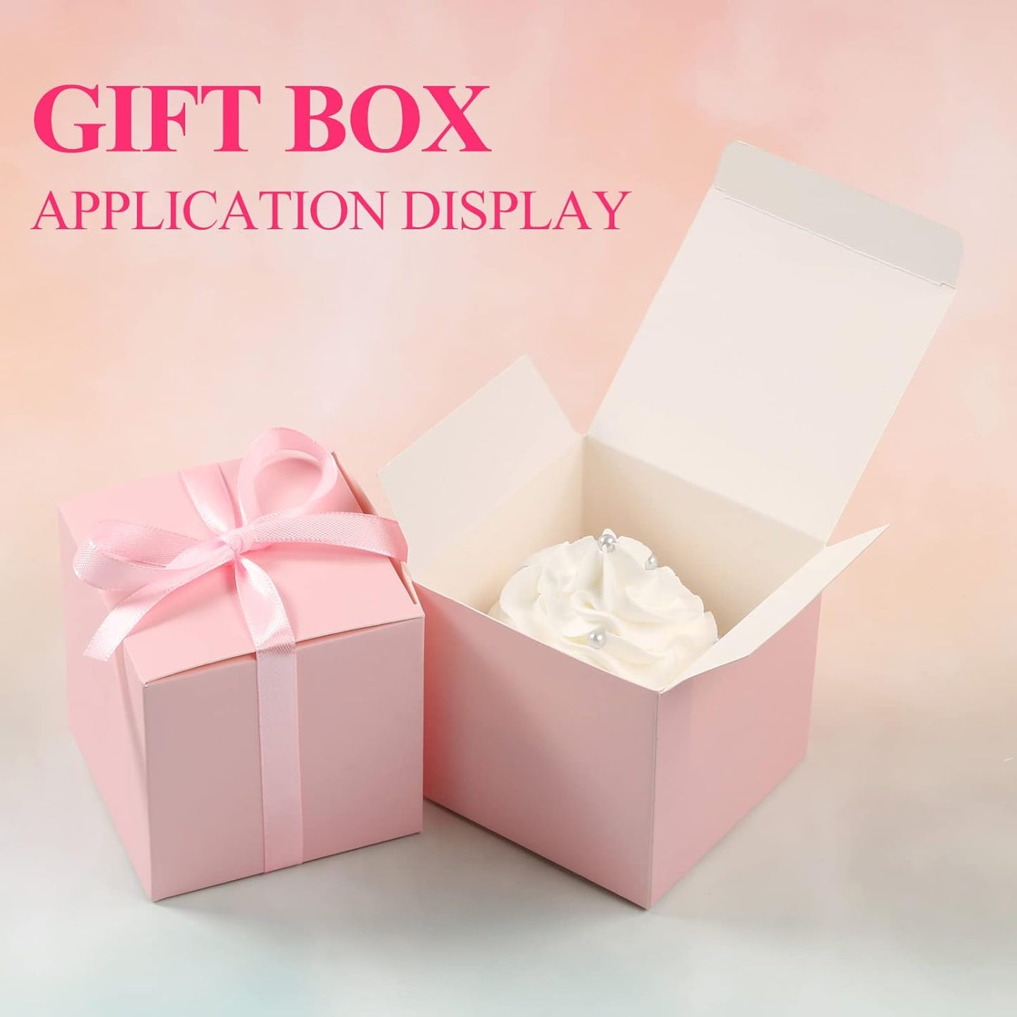 COTOPHER 100pcs Small Gift Boxes, Favor Boxes 2x2x2 inches Paper Gift Boxes with Ribbons Candy Box for Wedding Favors Baby Shower Bridal Shower Birthday Party (100pcs 2x2x2, Pink)