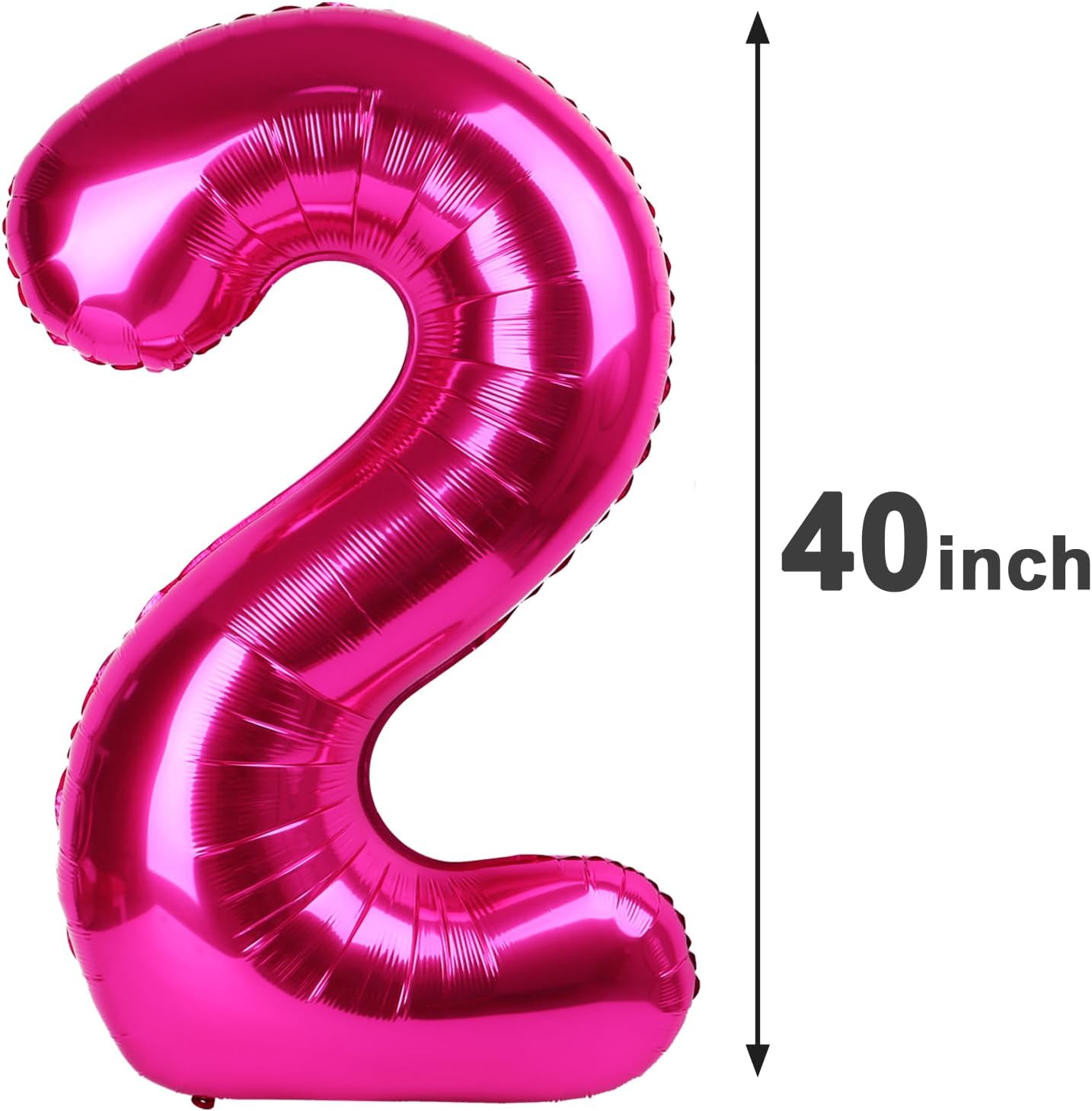 Hot Pink 40 Inch Big Number Balloon Birthday Decoration, Number 2 Helium Balloon 12 20 22 23 24 26 2025 New Years Celebration, Boy Girl Baby Anniversary Party Graduations Supplies Decorations