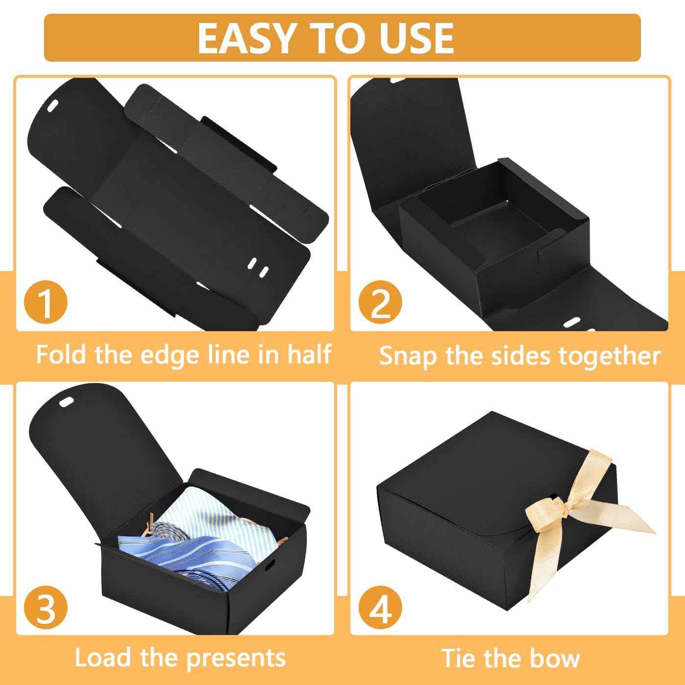 WLUSEAXI 12 Pack Small Gift Boxes with Lids for Presents, Black Gift Boxes