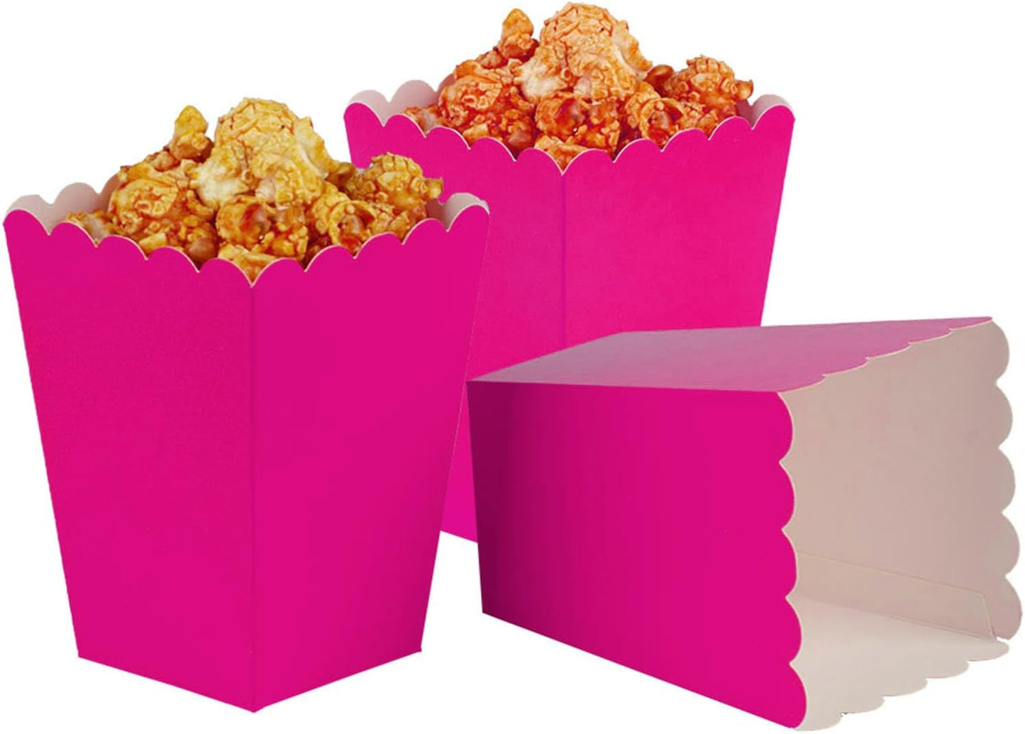 Hot Pink Popcorn Boxes Mini Paper Popcorn Box Cardboard Popcorn Container for Party, Pack of 24
