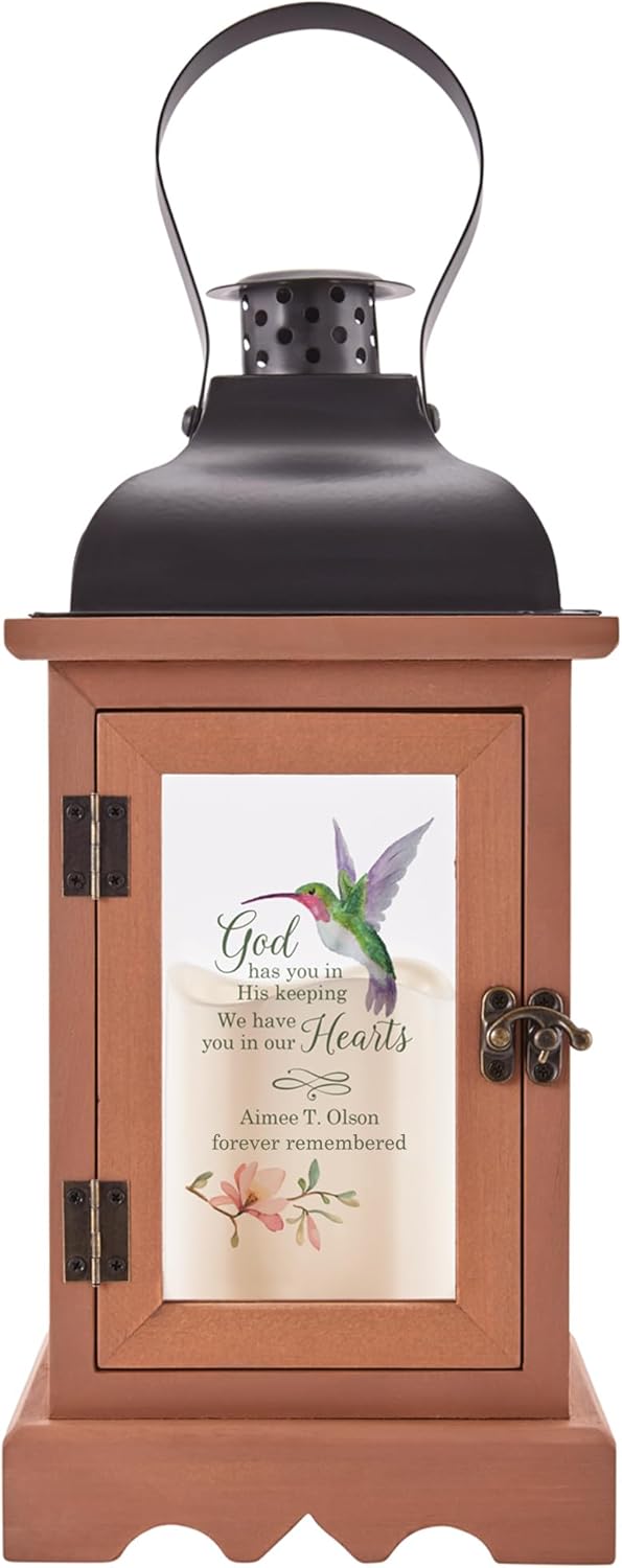 Let's Make Memories Personalized Memorial Lantern - Sympathy - Condolences - in Memory - LED Candle - Automatic Timer - Wood/Metal - Heartfelt Memories