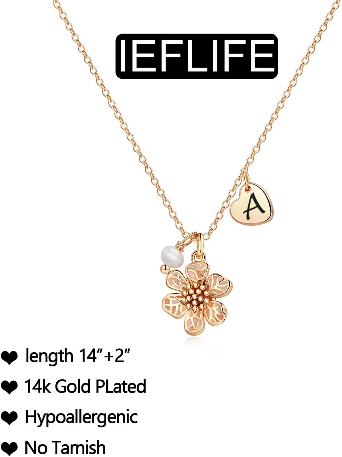 IEFLIFE Flower Girl Gifts - 14K-Gold-Plated Heart Initial Necklace Wedding Gift for Girls