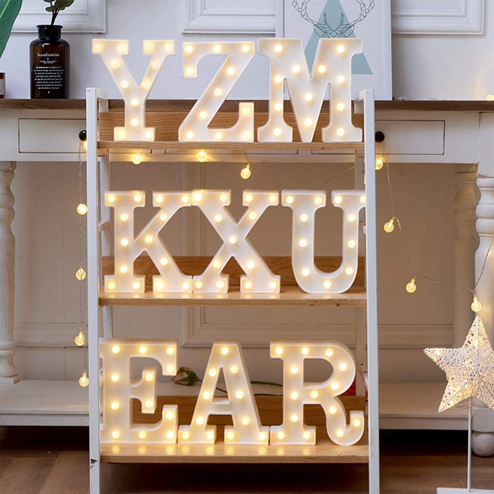 MUMUXI Marquee Light Up Letters | Large Light Up Numbers | Battery Powered and Bright with Every Letter of The Alphabet | for Wedding, Birthday, Party, Celebration, Christmas or Home Decoration (K)