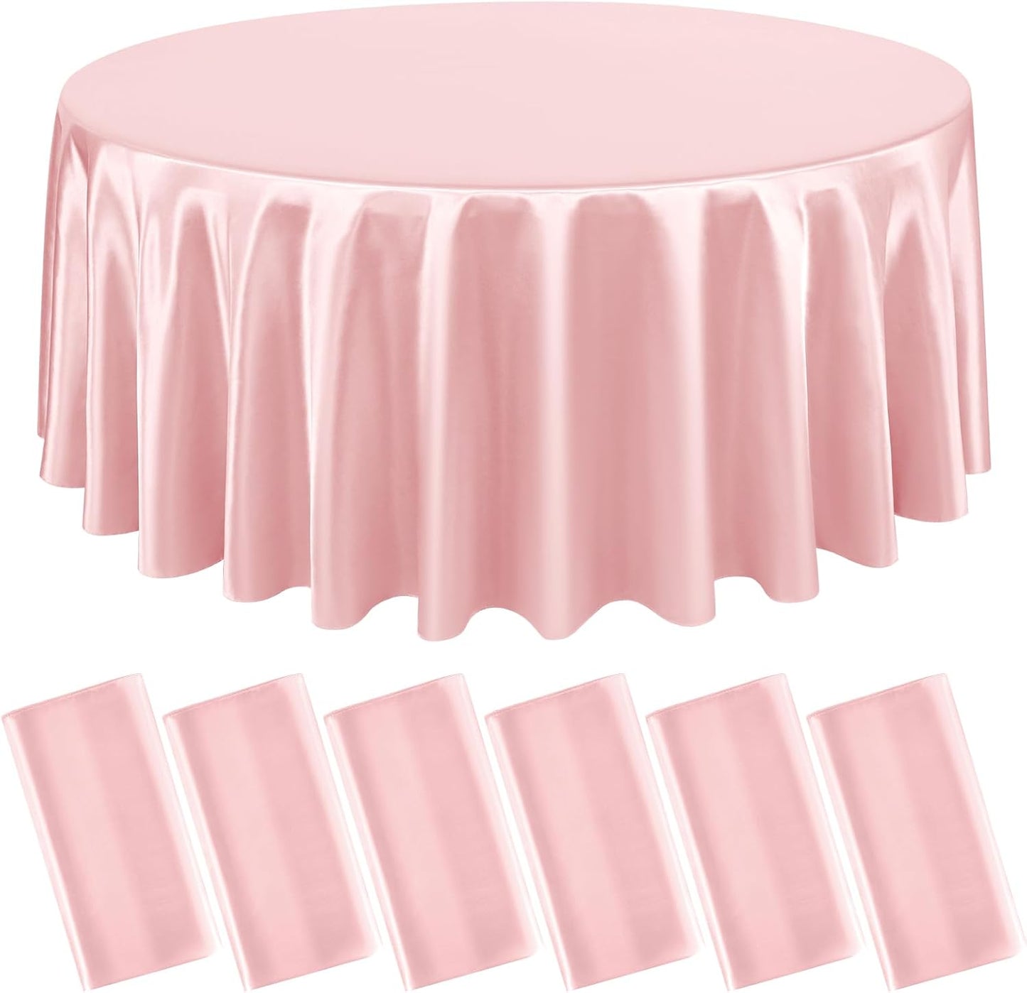 6 Packs Satin Tablecloth 120 Inch Rose Gold Round Table Cloth Silk Tablecloth Smooth Fabric Overlay Satin Table Cover Decoration for Wedding Party Banquet Events