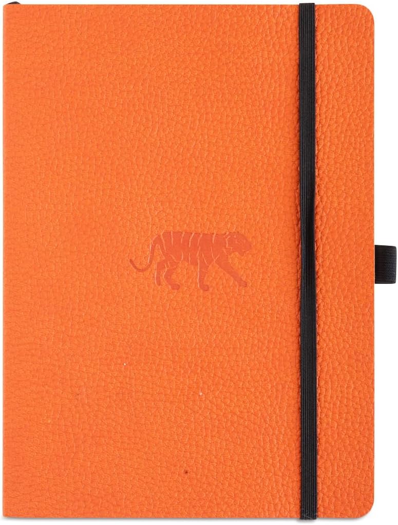 Dingbats A5+ Wildlife Notebook Journal Softcover, Cream 100gsm Ink-Proof Paper, 6 x 8.3 inches, 112 pages (Orange Tiger, Lined Format)