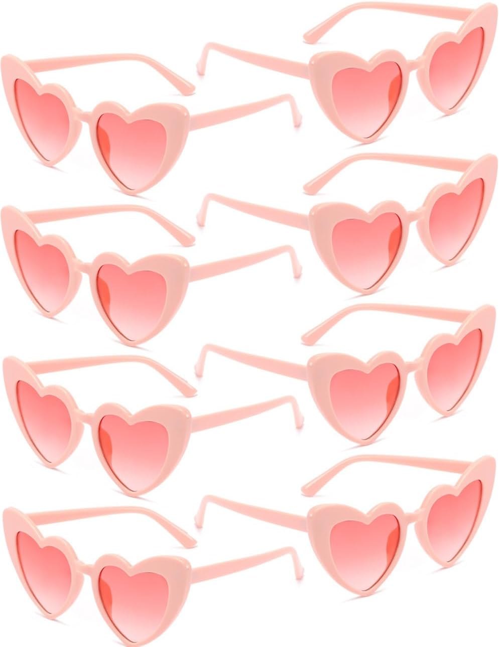 8 Pack Heart Sunglasses Vintage Cat Eye Heart Glasses Retro Bachelorette Bride Sunglasses Bulk for Women