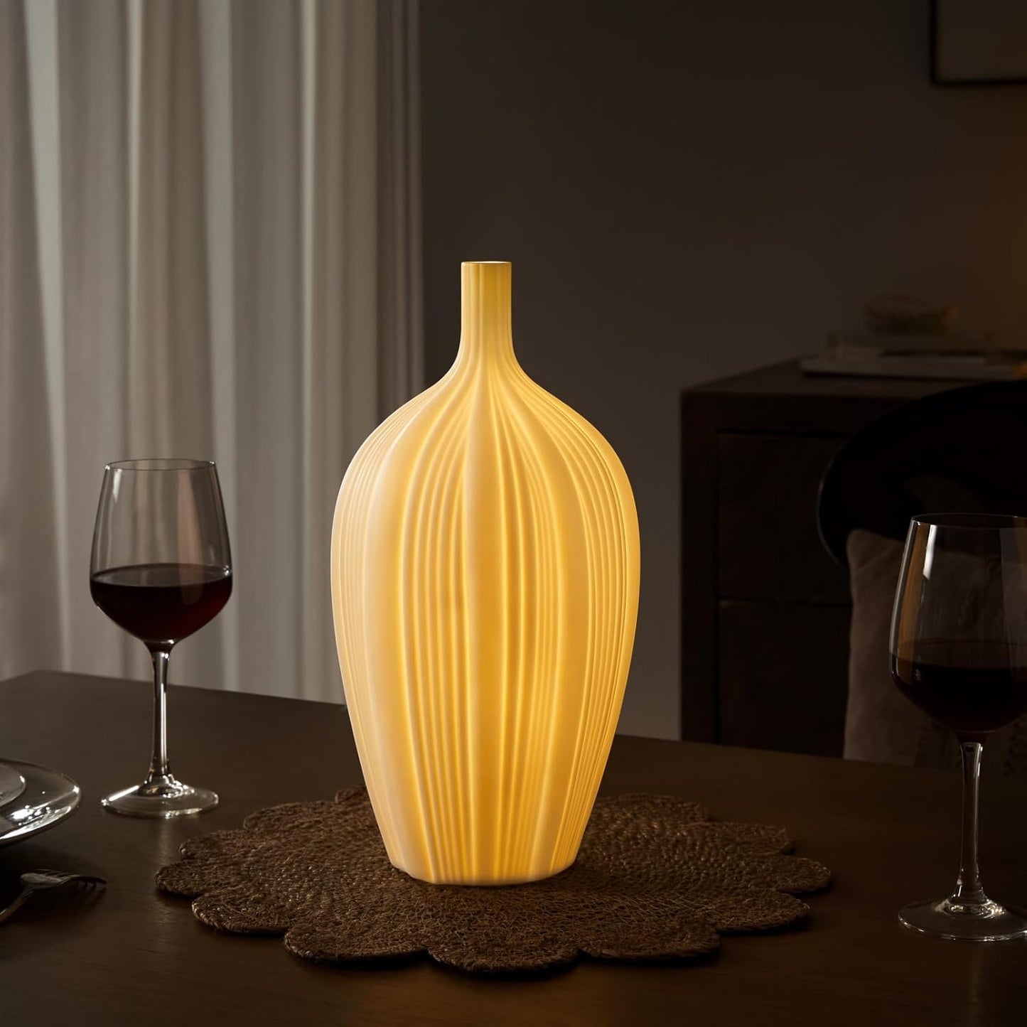 RONDURE 13.9" Modern Ceramic Table Lamp, Modern Bedside Lamps for Bedroom, Living Room and Nightstand, White Translucent Ceramic Shade, Warm Ambient Lighting, Home Decor