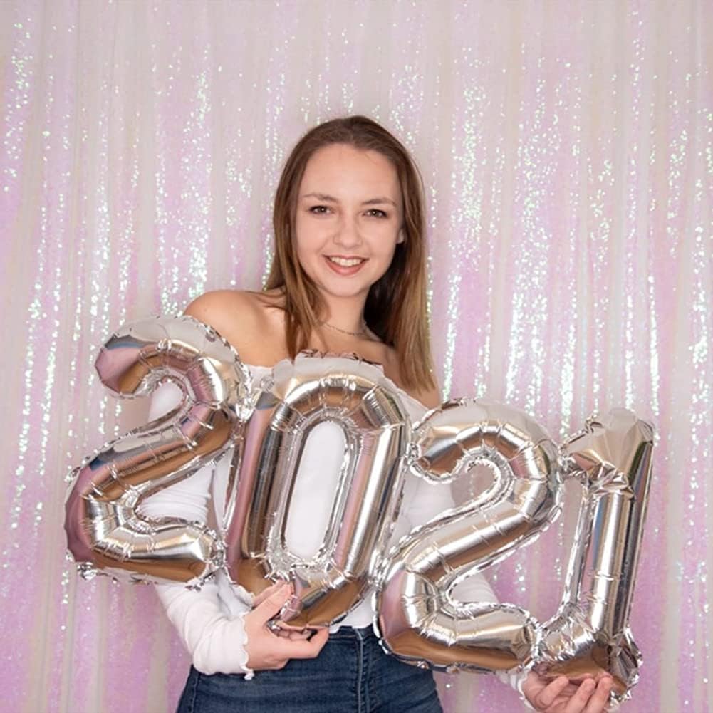 Poise3EHome Iridescent Sequin Backdrop,6FT x 8FT Sequin Photography Backdrop Curtain for Party Decoration, Iridescent