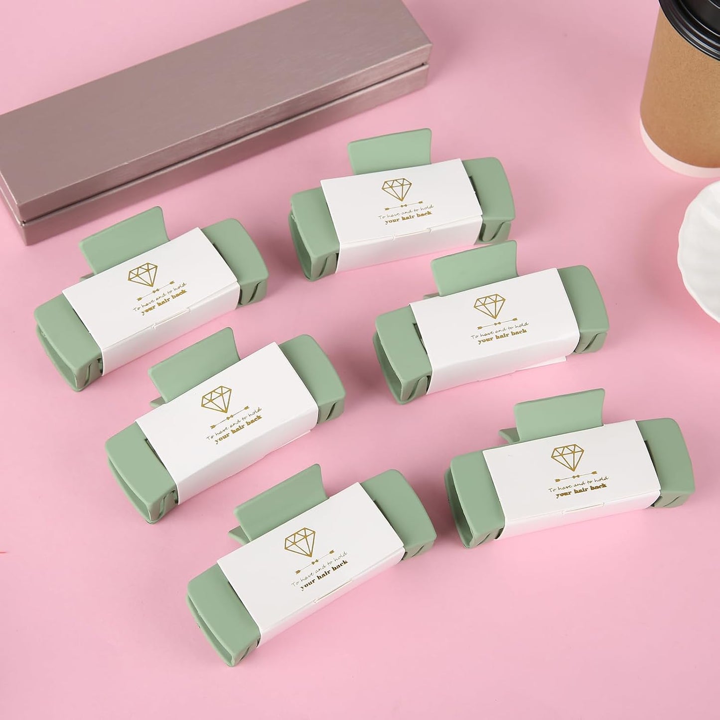 12pcs Bridesmaid Proposal Gifts 4.1inch square Bachelorette Claw Clips Sunglasses set of 12 Girls Trendy Cute Hair Clips for Wedding Party Favors(Sage Green 12pcs)