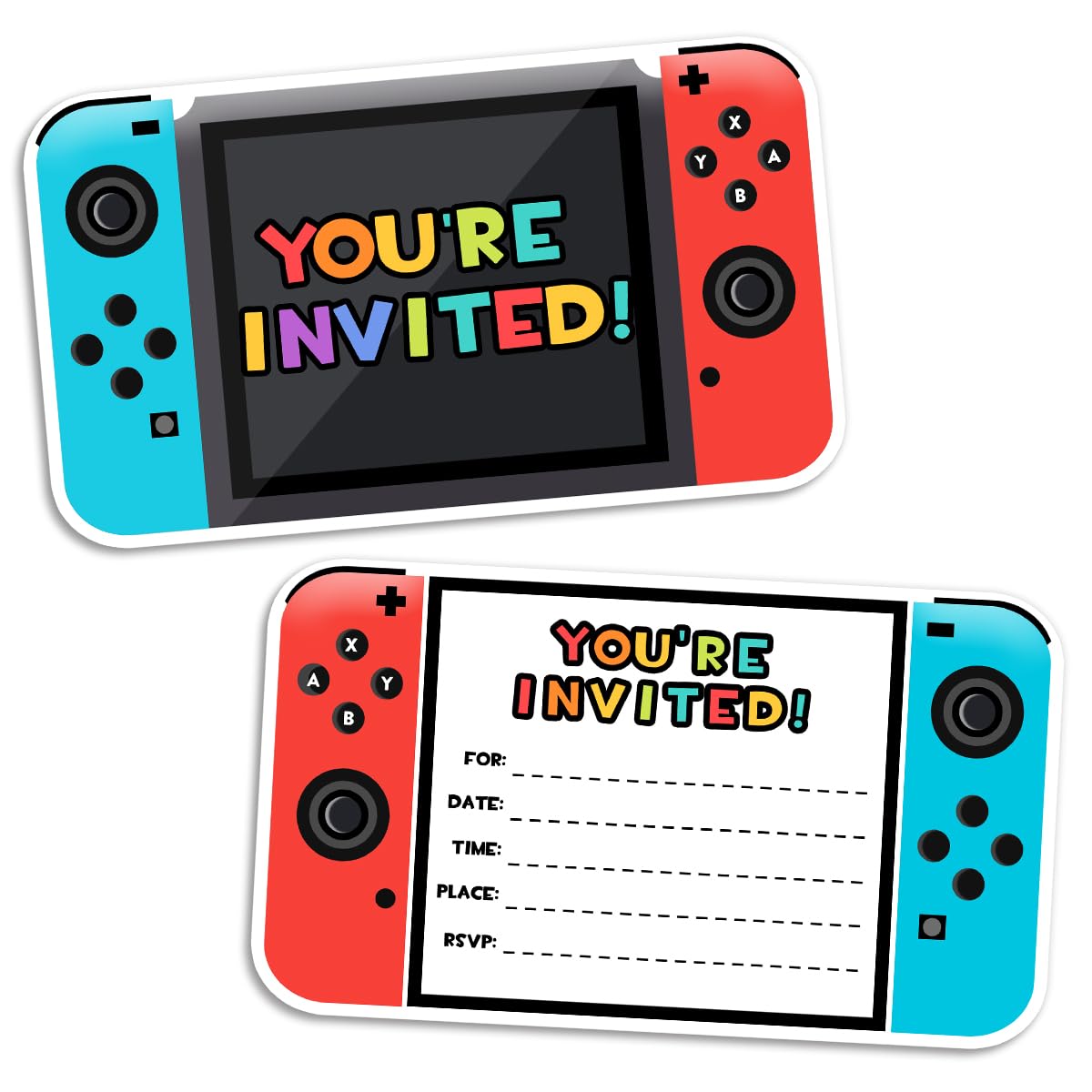 Yangmics Direct Video Gamer Birthday Party Fill In Invitations, Video Game Party Invitations