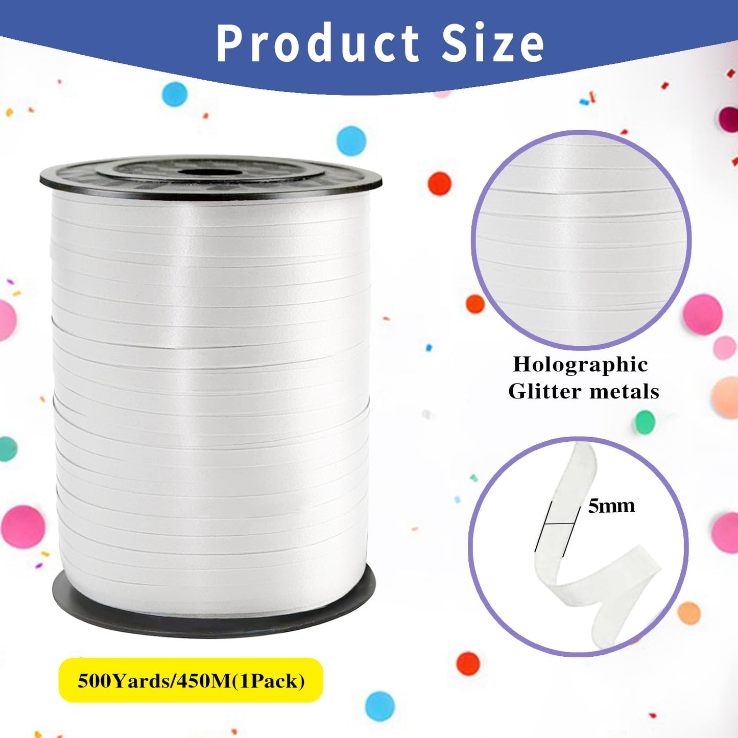 500 Yard Premium White Curling Ribbon for Gift Wrapping, Balloon Ribbon,Party Birthday Wedding