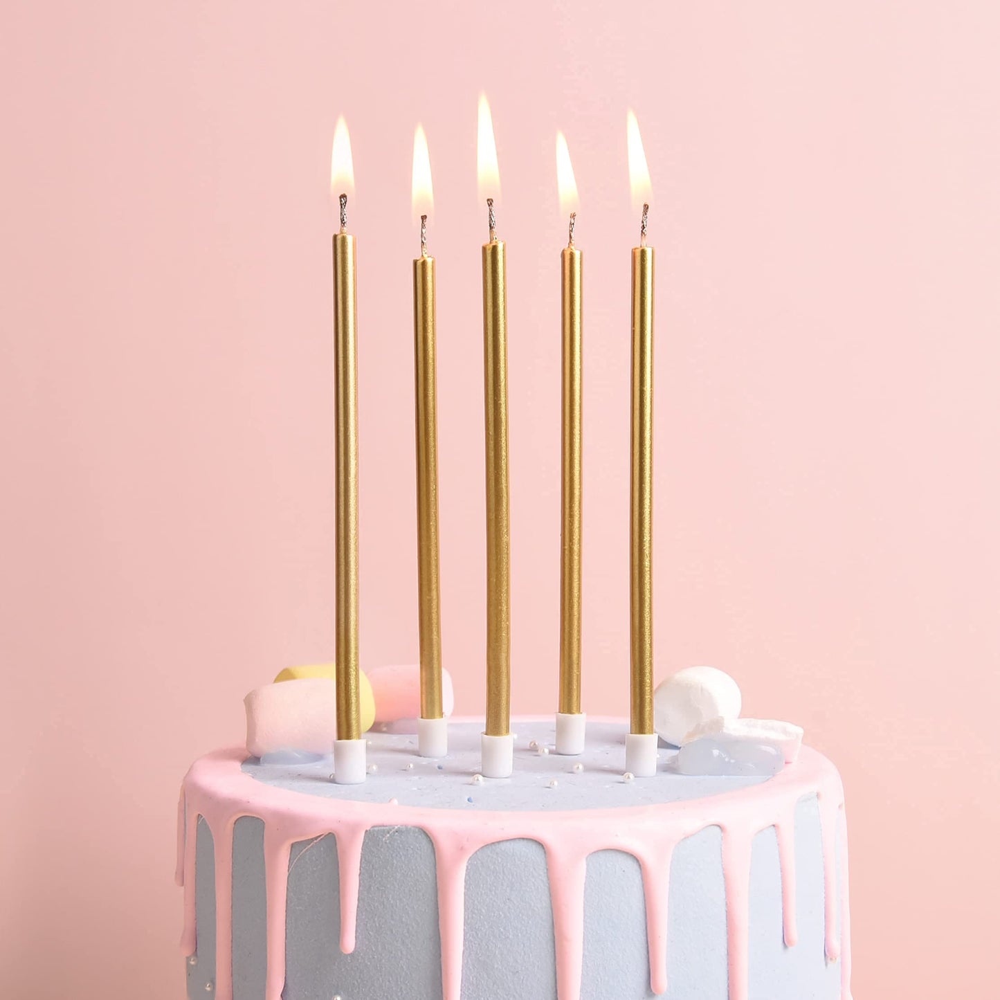 PHD CAKE Gold Long Thin Metallic Birthday Candles, Cake Candles, Birthday Parties, Wedding