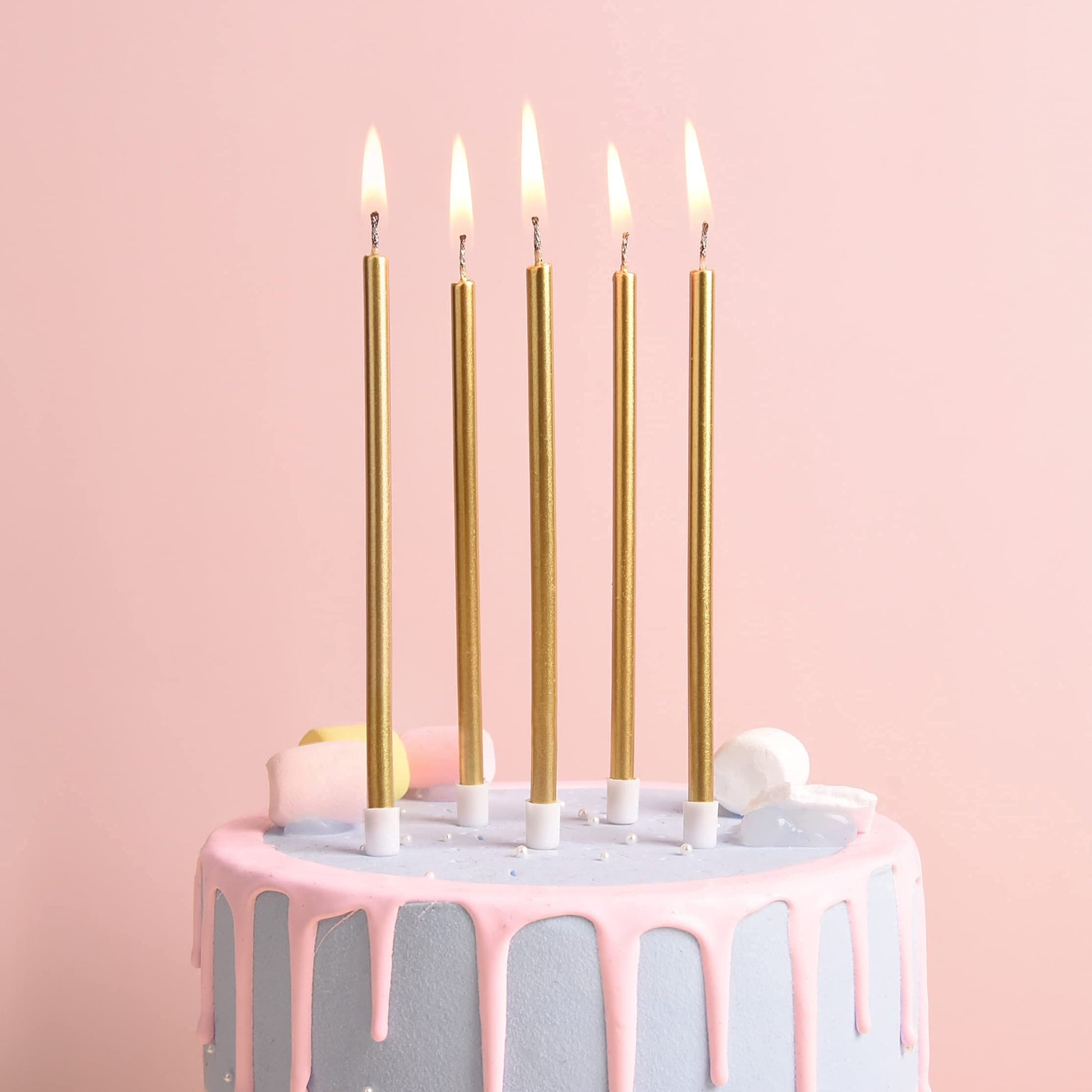 PHD CAKE Gold Long Thin Metallic Birthday Candles, Cake Candles, Birthday Parties, Wedding