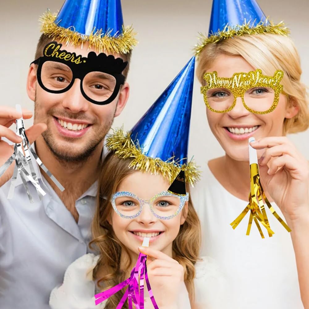 Gold Noise Makers Party Blowers 24 PCS Noise Maker Party Blowers Party Horns Birthday Blowers Party Whistles Gold Party Favors for Adults Birthday Party Sporting Events Halloween Party New Year Party