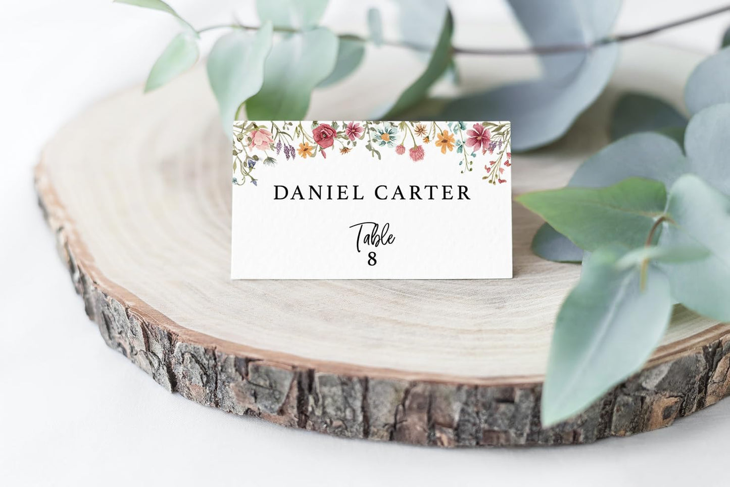 Printed Party Place Cards for Table Setting – Set of 25 Blank Name Cards – Wildflower Design for Weddings, Bridal Showers, Baby Showers, and Dinner Parties