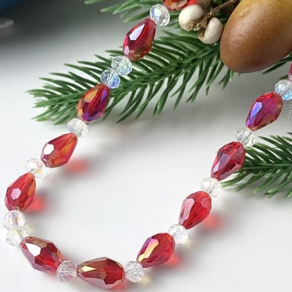 150pcs 4x6mm Teardrop Crystal Glass Beads for Jewelry Making, Faceted Vertical Hole Teardrop Glass Spacer Beads for Wind Chimes Bracelet Earring Necklace DIY Craft(White)