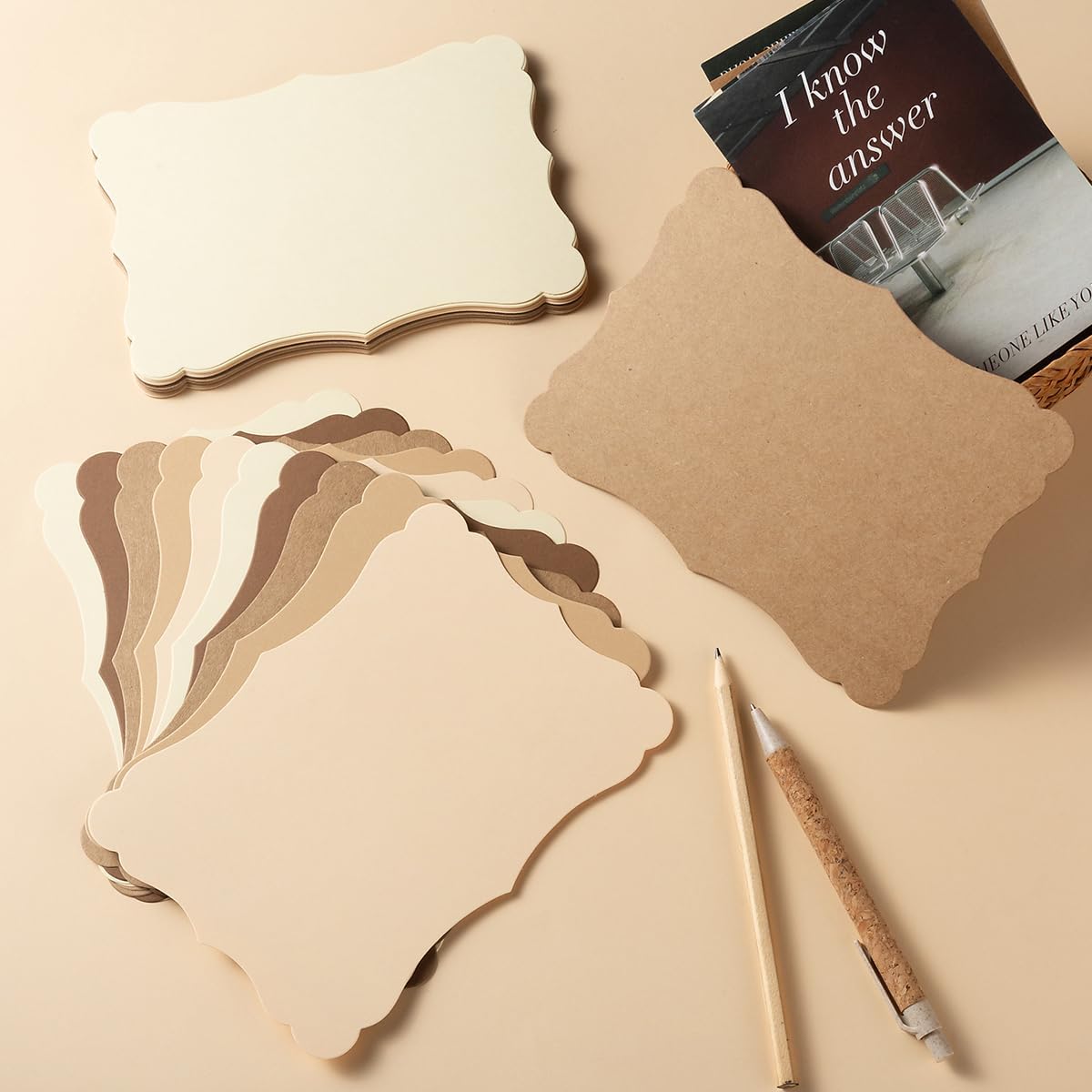 50 Pack Blank Kraft Cards Cardstock Thick Paper Brown Greeting Cards for DIY Gift Card Menus, Baby Shower and Wedding Invitations (Brown, 5x7IN)