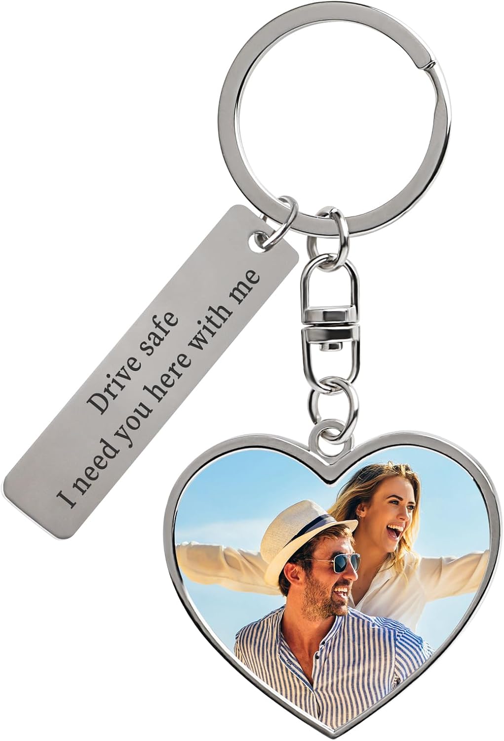 Double Side Custom Keychain with Picture Personalized Engraving Photo Text Customized Gifts for Men Women