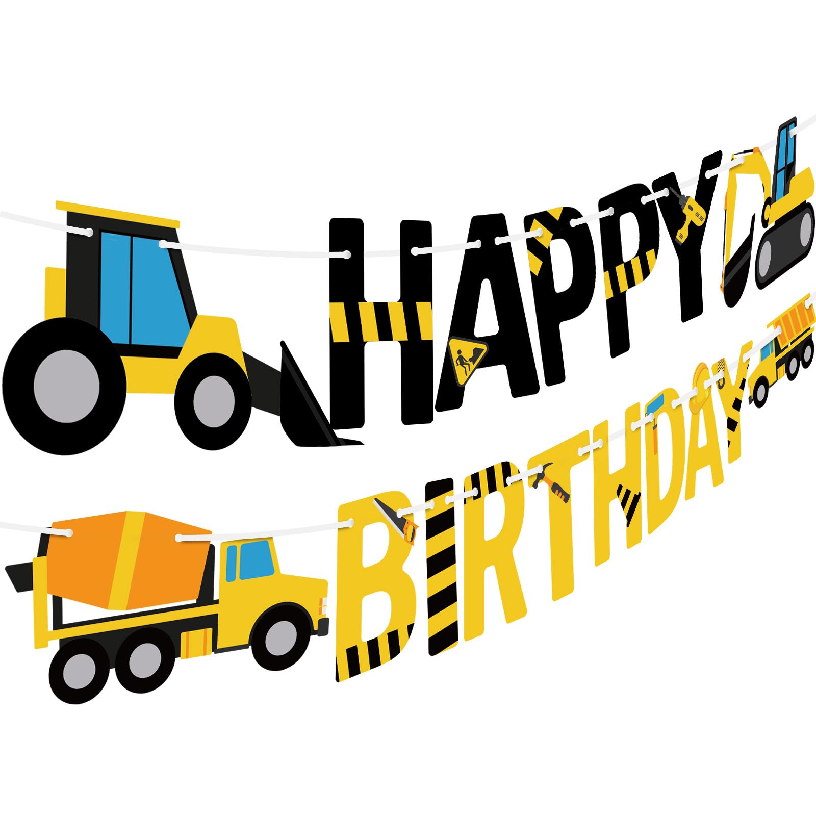 Happy Birthday Banner Construction Party Decorations Construction Birthday Party Supplies for Boys