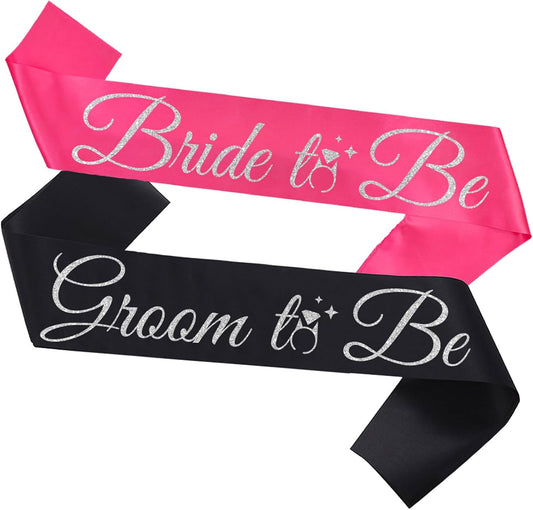 Bride Sash Bachelorette Party Bride and Groom to Be Sash for Bridal Shower Wedding Hen Party Decorations Engagement Gifts,Hot Pink