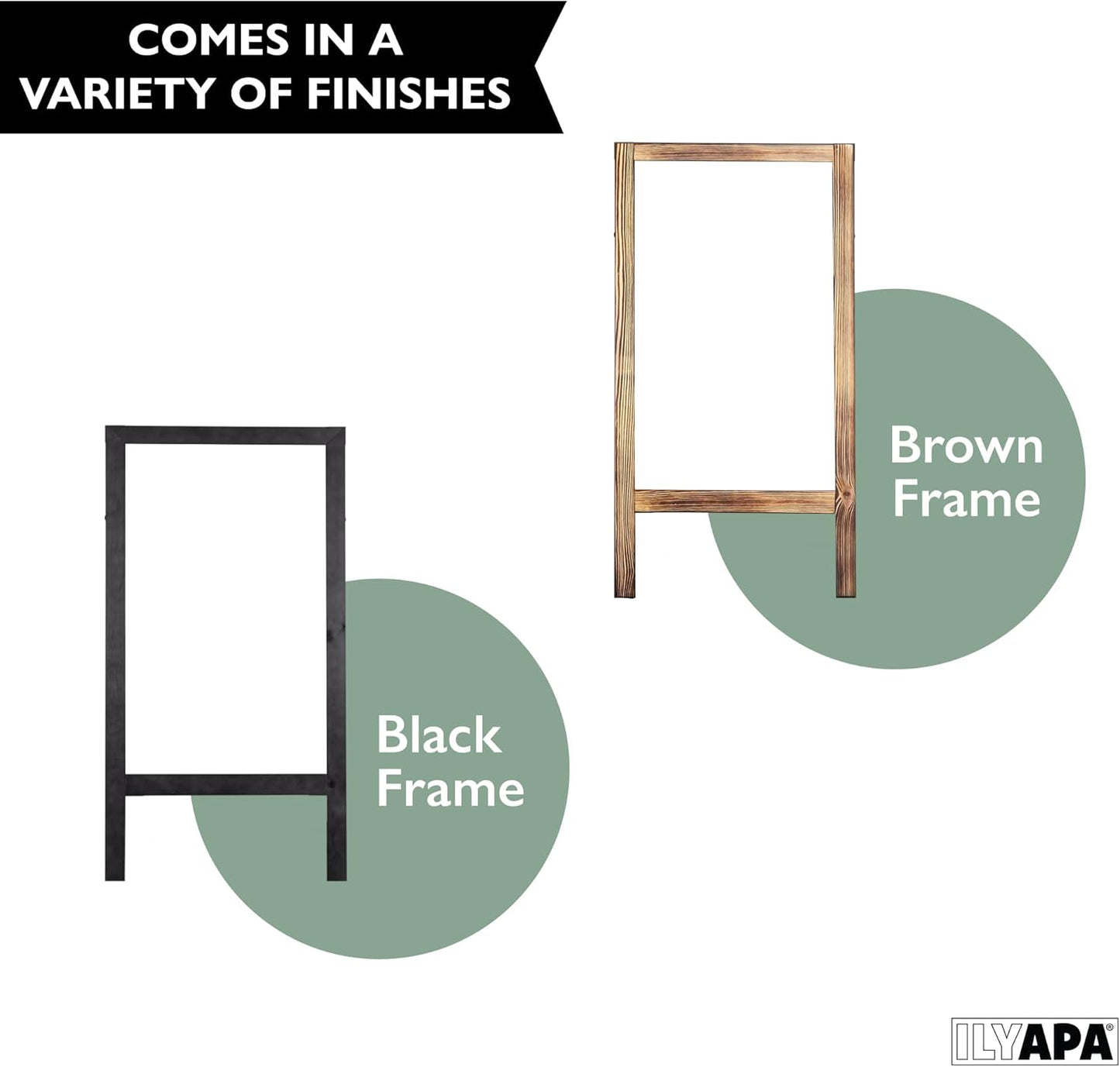 Ilyapa Wooden A-Frame Whiteboard Sign - 40 x 20 inch Magnetic Dry Erase Sidewalk Menu Board - Rustic Barnwood Menu Display for Restaurant, Business