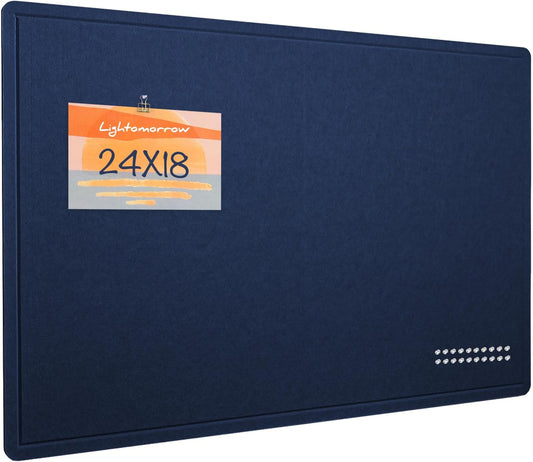 Bulletin Board, 24 x 18 inches Felt Board Decorative Pin Board, Cork Board Alternative for Wall, Foldable Photo Board Self-Adhesive Vision Board Mood Board with 20 Pushpins - Dark Blue