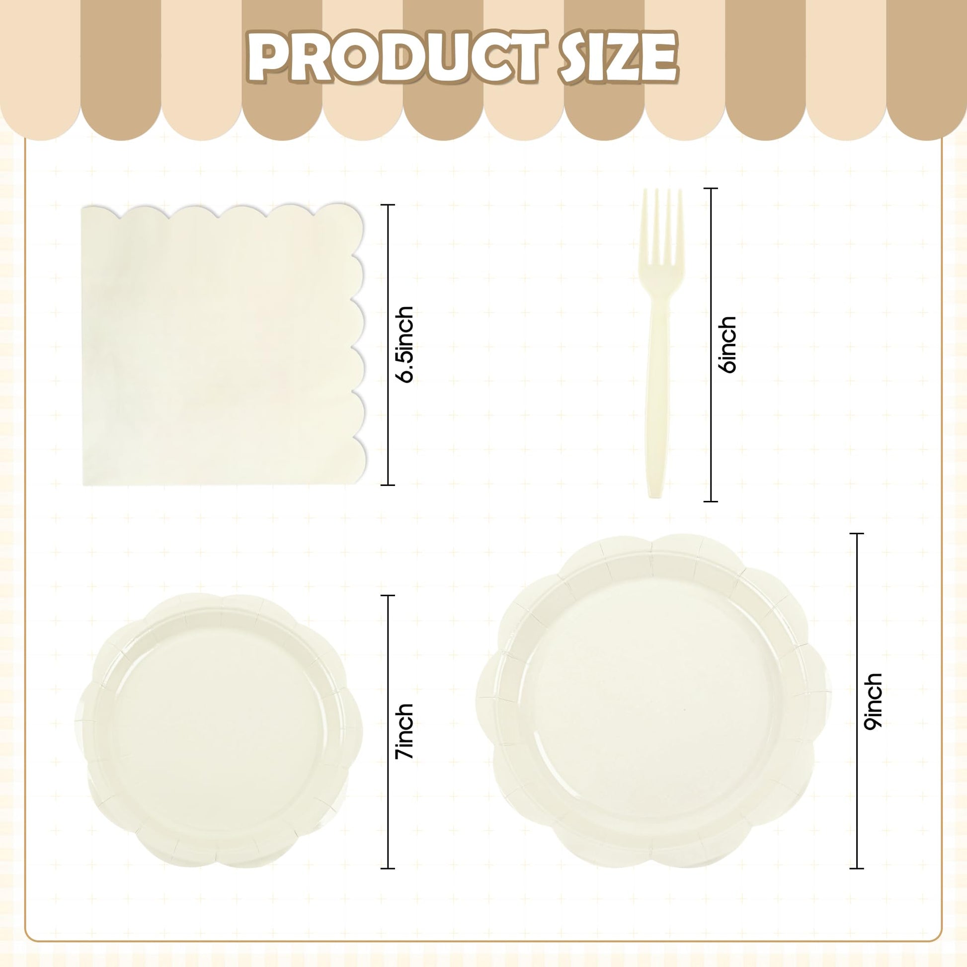 96 Pcs Ivory Paper Plates and Napkins Set Party Supplies Serve for 24 Guest