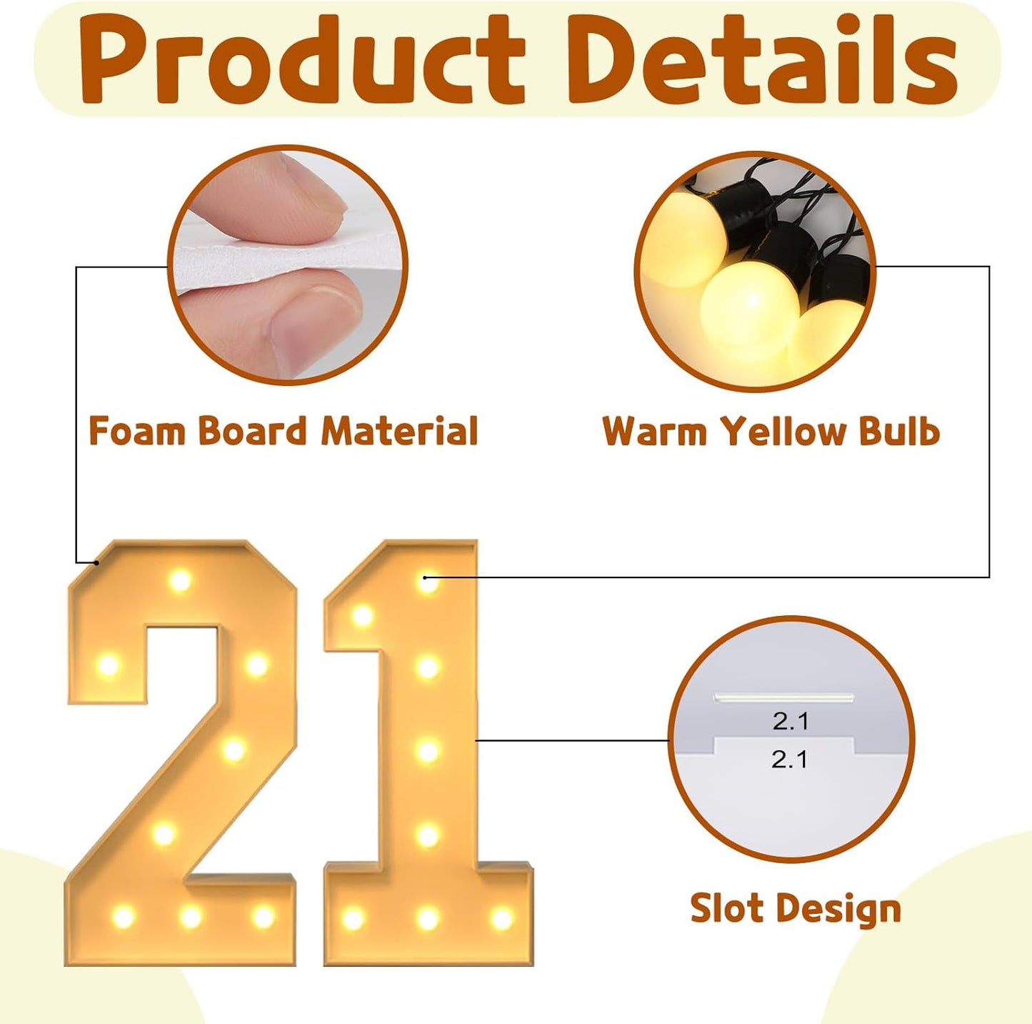 imprsv 3FT Light Up Numbers, Marquee Numbers 21st Birthday Decorations for Her Him, 21st Birthday Women Foam Board Anniversary Party Decorations Arch Kit (DIY)