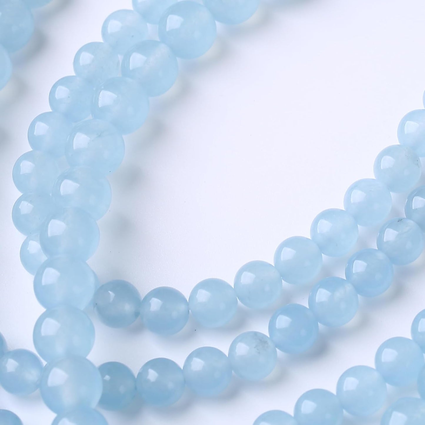Ice Blue Chalcedony Stone Beads Gemstone Round Crystal Energy Jade Beads Stone Beads for Jewelry Making DIY Bracelet Necklace Jewelry Making 1 Strand 15.5inch 35PCS 10MM