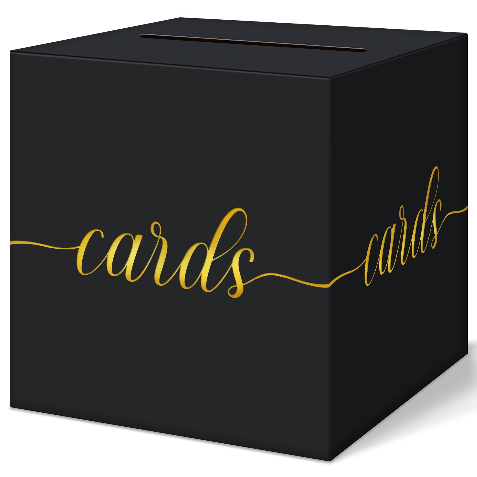 QIKSION Elegant Card Box for Party, Gold Foil Graduation Card Box, Black