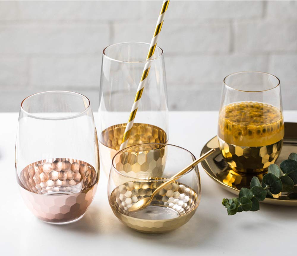 ALINK Biodegradable Gold Paper Straws Bulk, Pack of 100 Metallic Foil Striped/Wave/Heart/Star