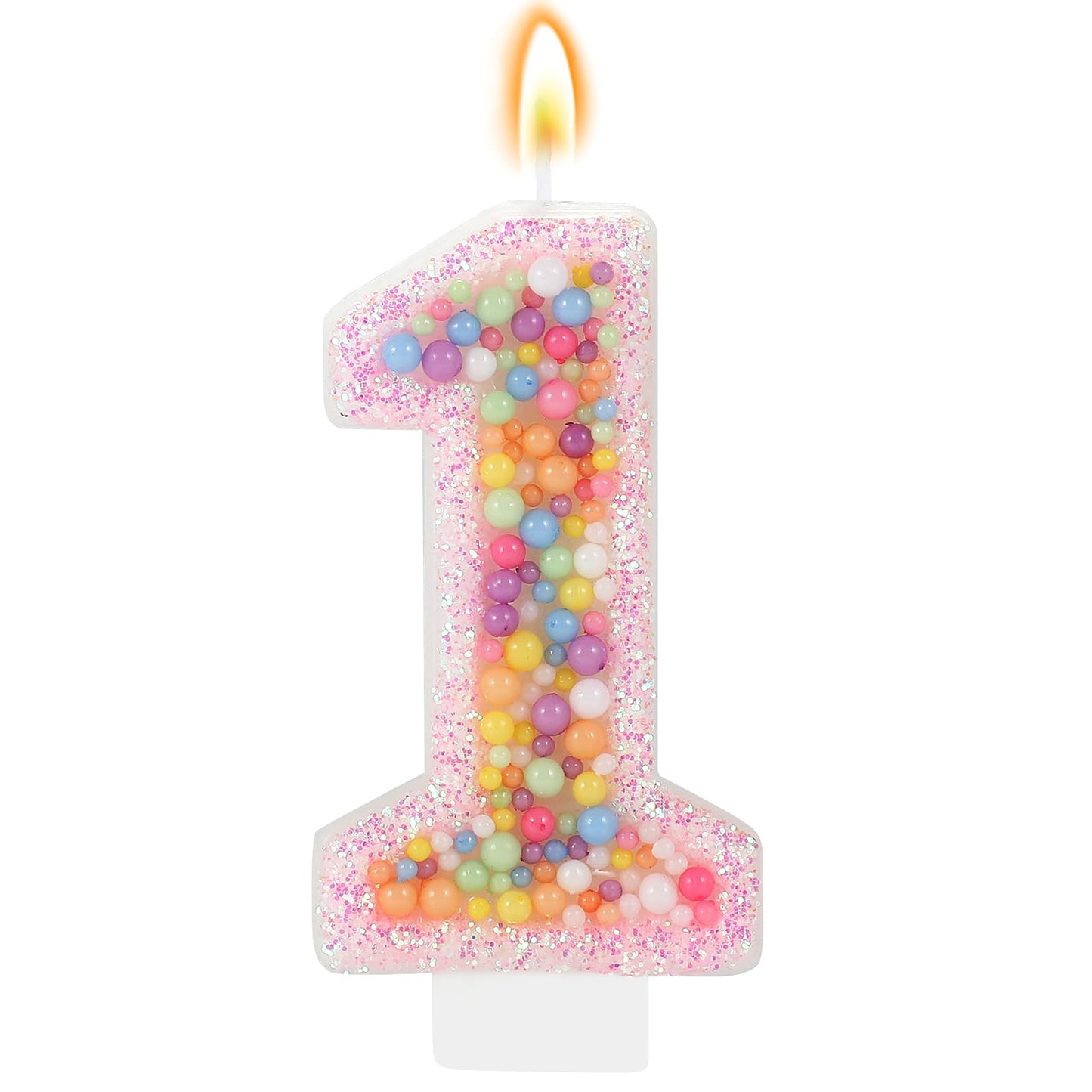 IDIJOLI Pastel Macaron 1st Birthday Candle Sweet Pink Number 1 Candle Cake Topper Cupcake